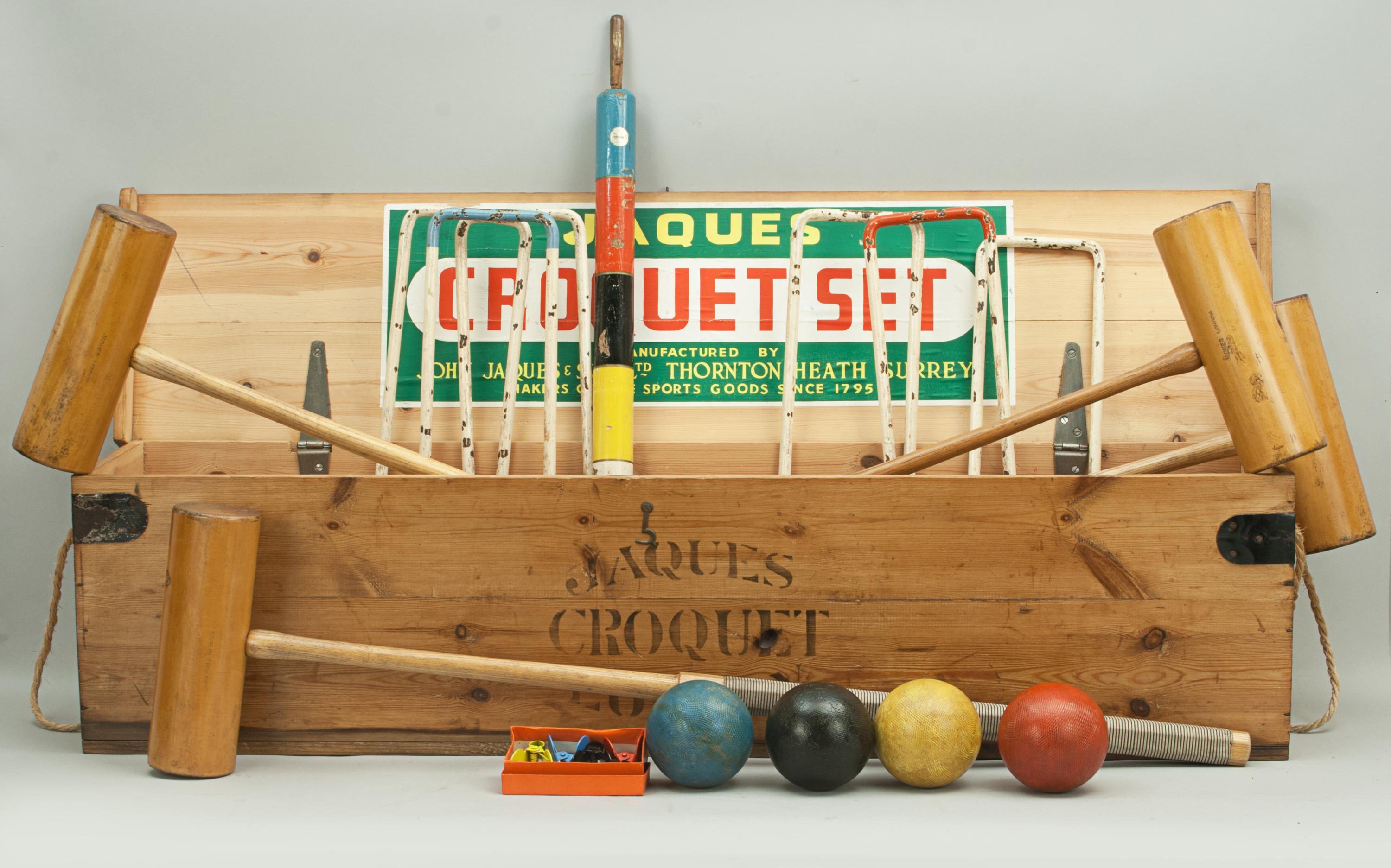 Original Croquet Set by John Jaques, Boxwood Mallets For Sale at 1stDibs