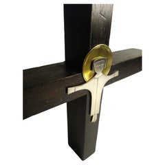 Original Kreuz aus Holz mit Figur des Christus in Sterling und Messing von EMAUS, Mexiko
