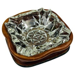 Cenicero original de cristal y cuero de Nova Tecno, Italia, años 70