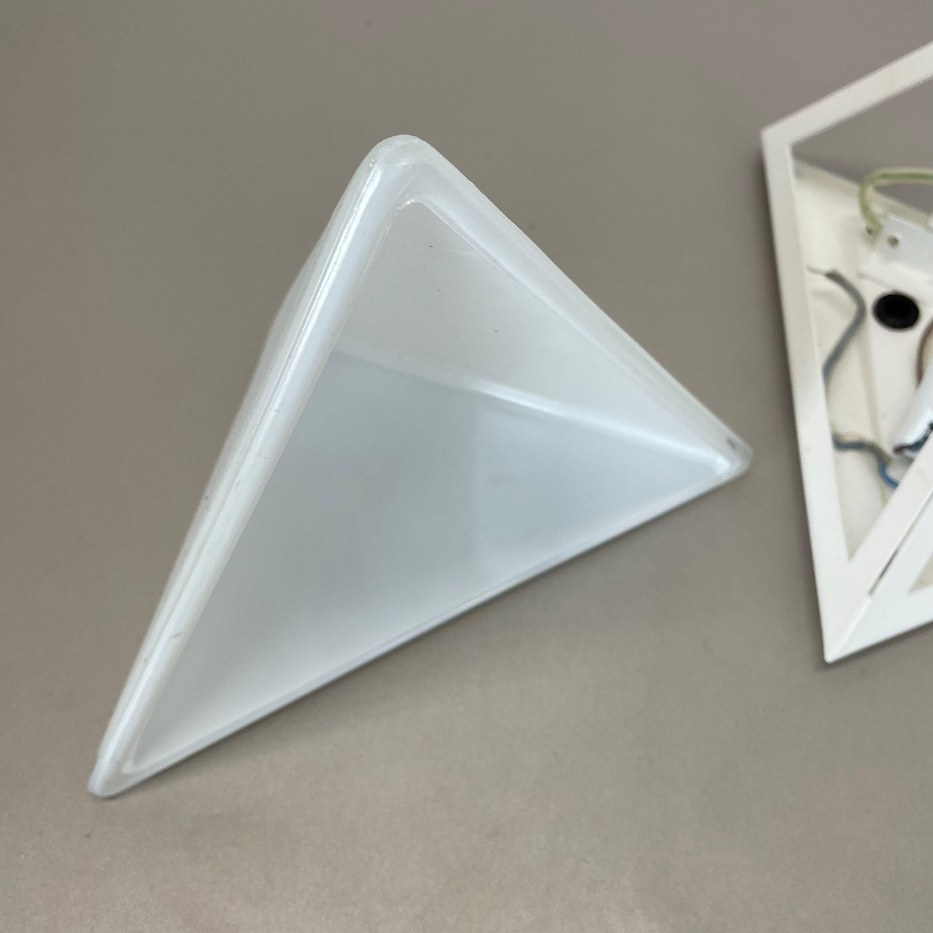 Original CUBIC satin white Glass Wall Light by Glashütte Limburg, Germany 1980s For Sale 7