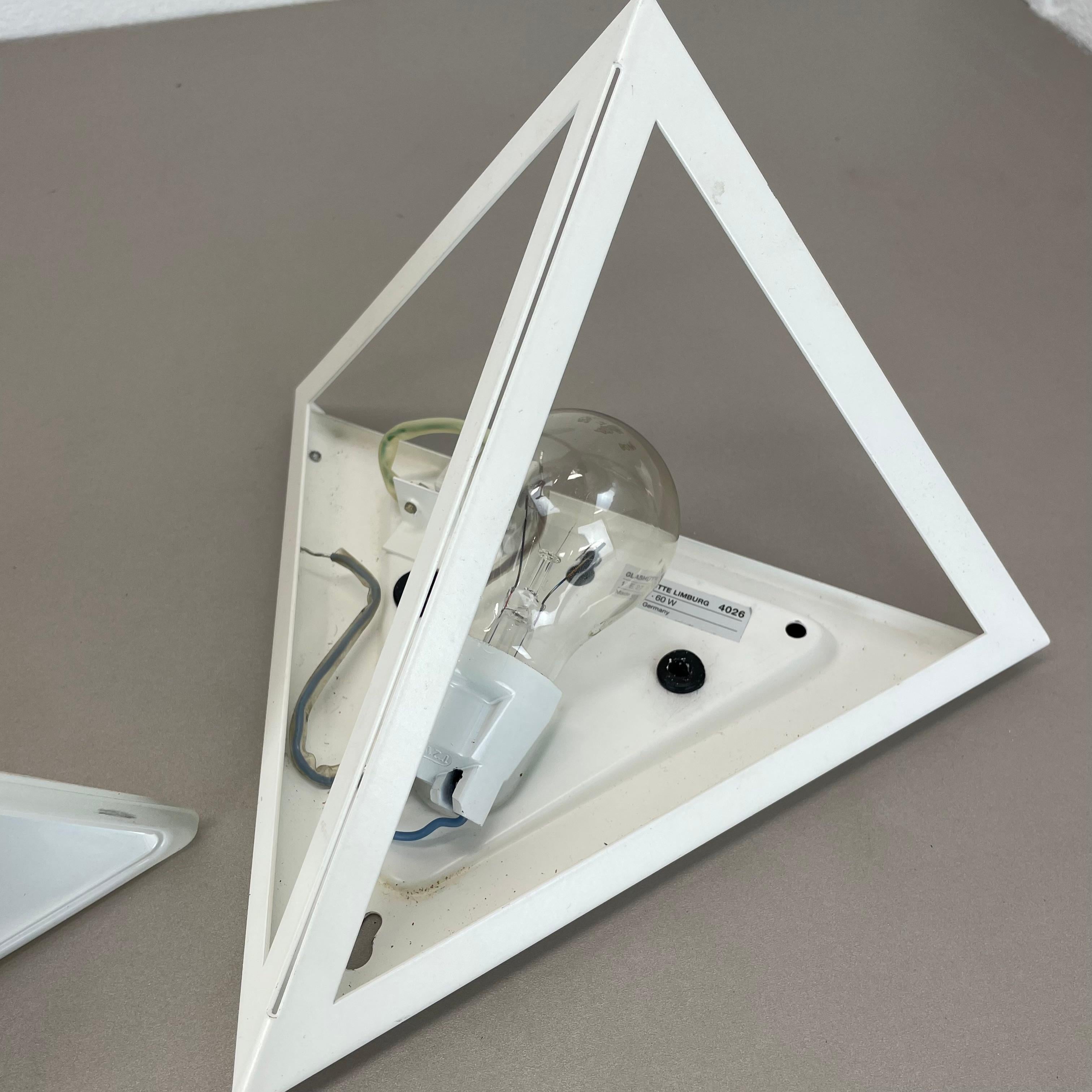 Original CUBIC satin white Glass Wall Light by Glashütte Limburg, Germany 1980s For Sale 8