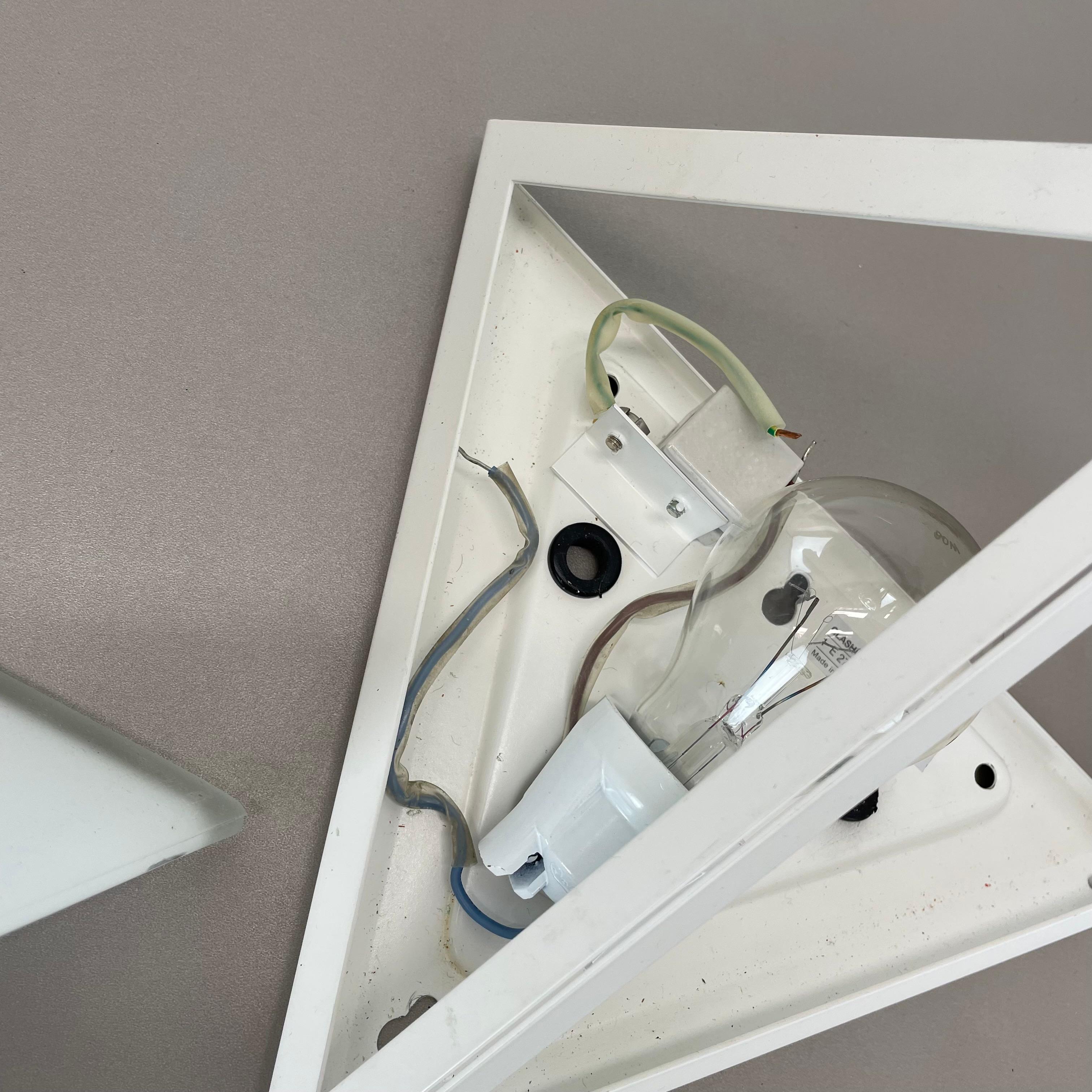 Original CUBIC satin white Glass Wall Light by Glashütte Limburg, Germany 1980s For Sale 10