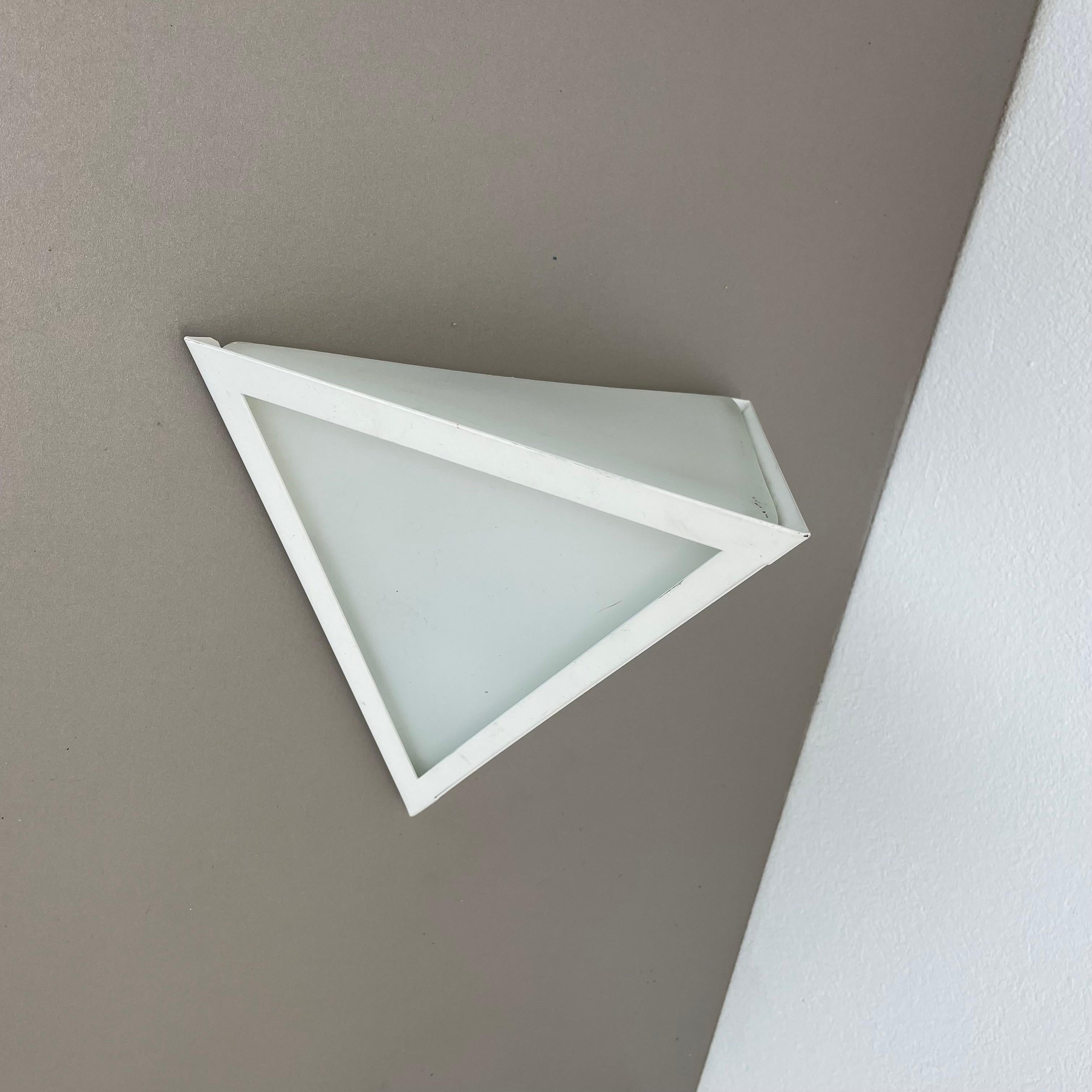 Mid-Century Modern Original CUBIC satin white Glass Wall Light by Glashütte Limburg, Germany 1980s For Sale
