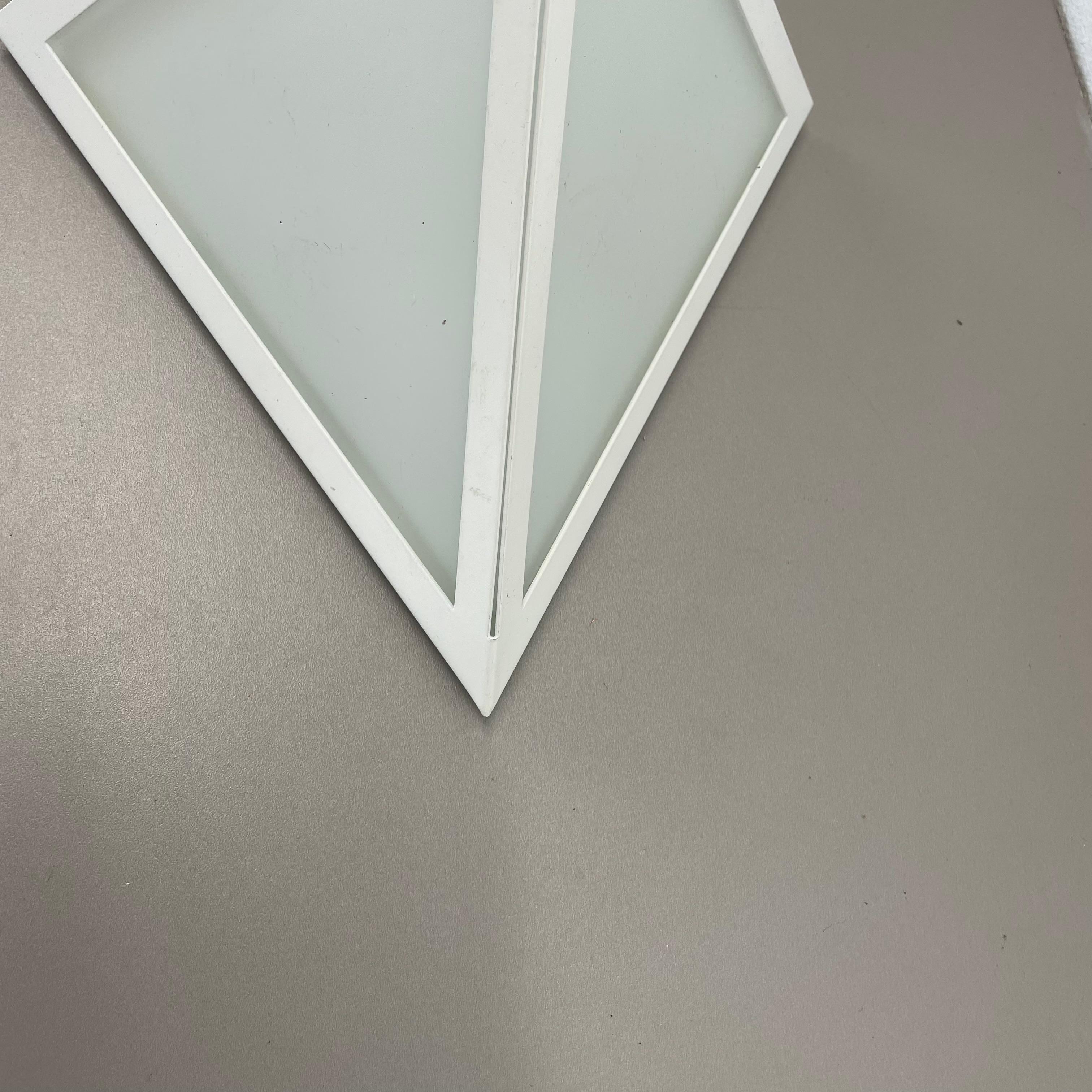 20th Century Original CUBIC satin white Glass Wall Light by Glashütte Limburg, Germany 1980s For Sale