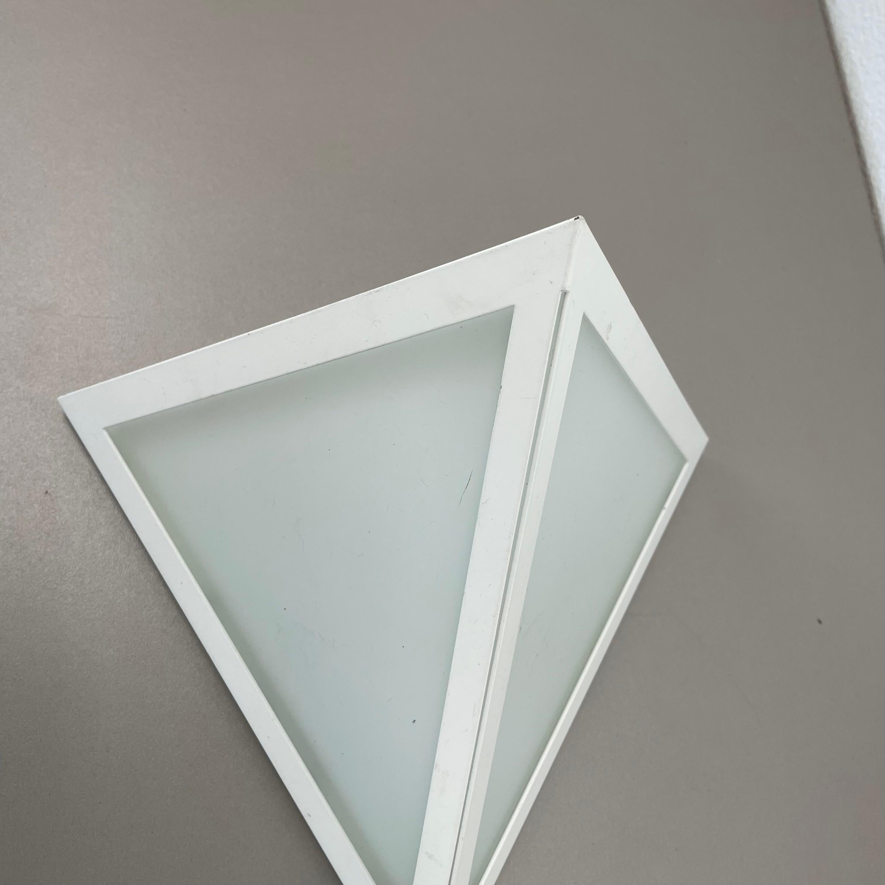Metal Original CUBIC satin white Glass Wall Light by Glashütte Limburg, Germany 1980s For Sale