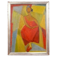 Original Cubist Female Painting, circa 1930s