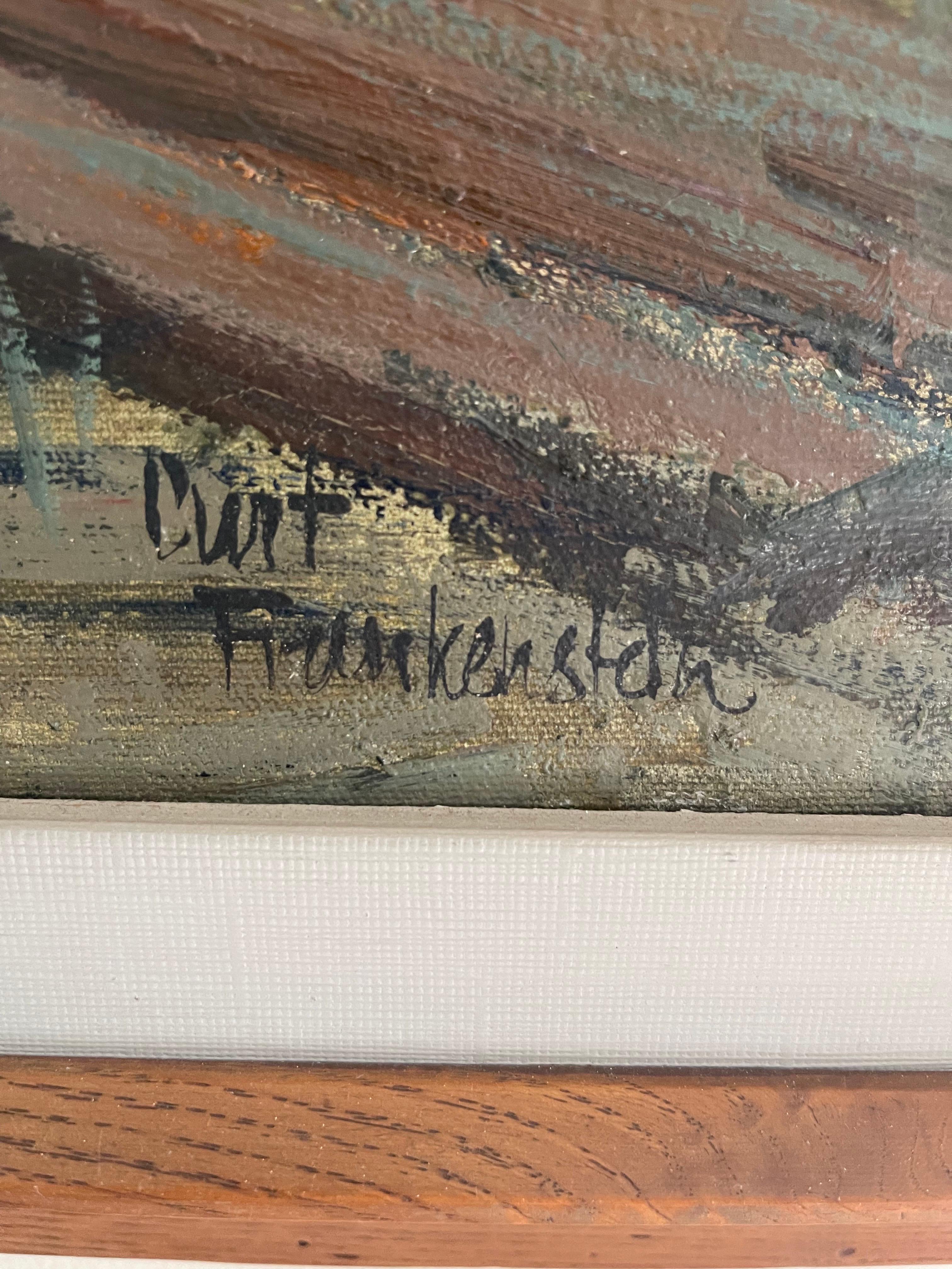 Original Curt Frankenstein Mid Century Modern Signed Oil Painting In Good Condition For Sale In West Hartford, CT