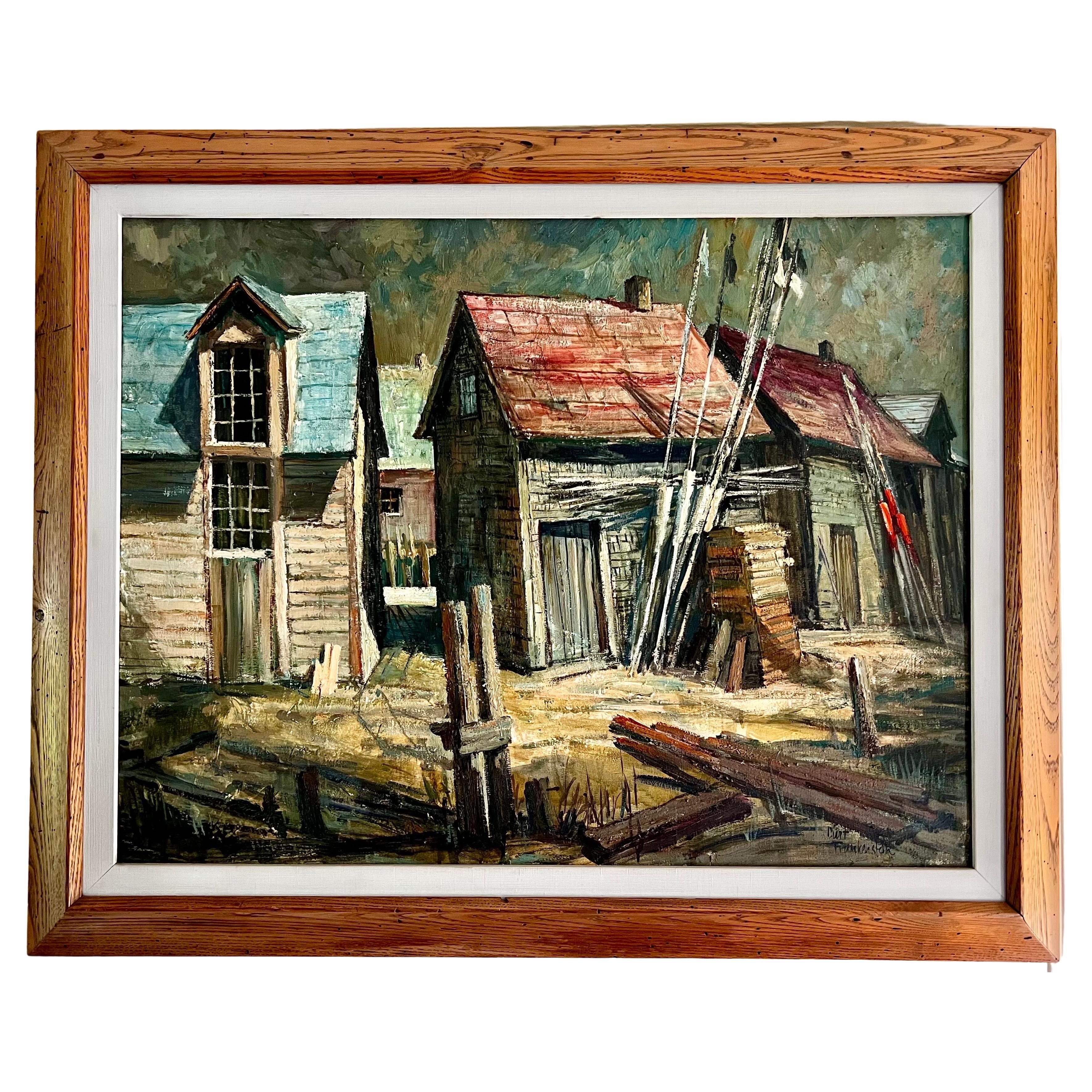 Pittura ad olio originale firmata da Curt Frankenstein, metà del secolo scorso