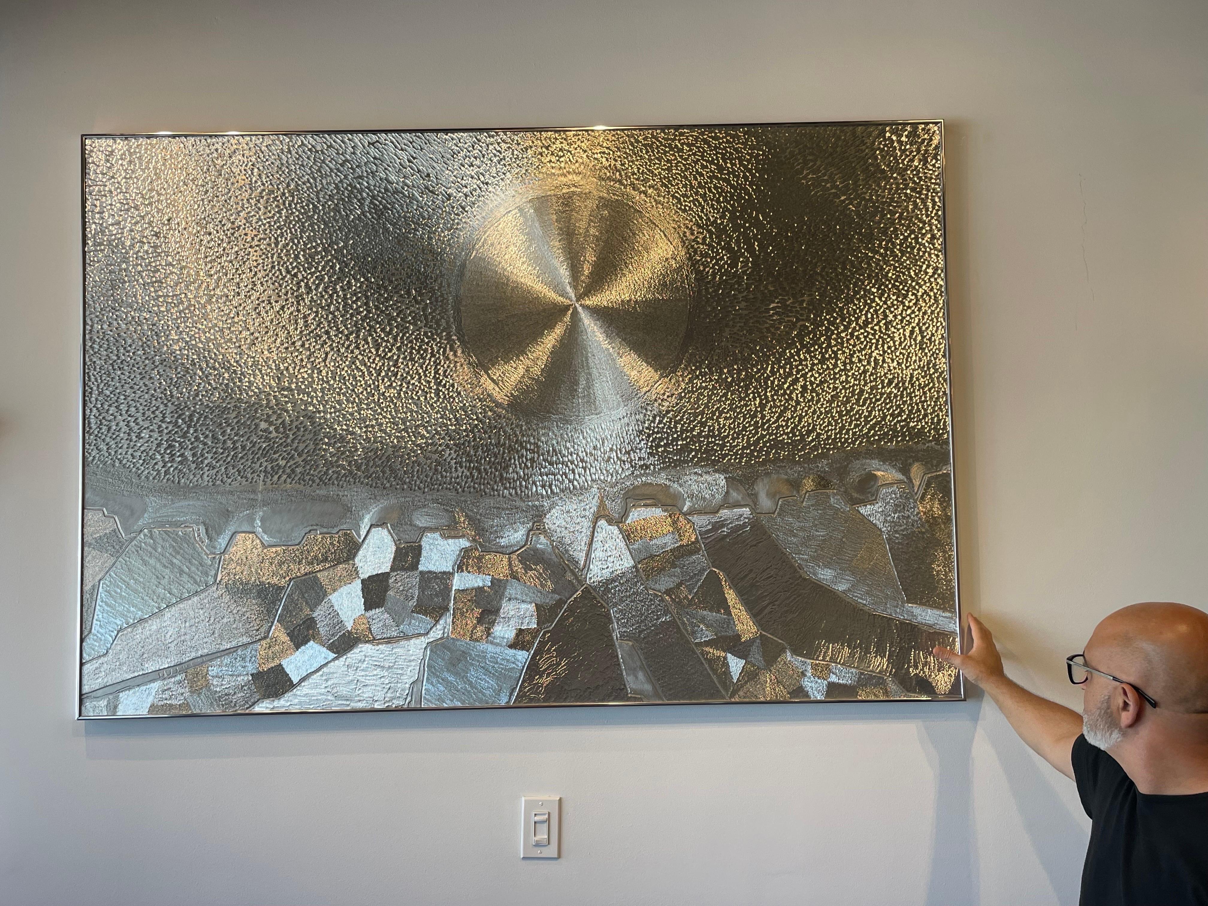 Original vintage aluminum metal wall art/ sculpture by Arizona/California artist, Dale Clark (b. 1923).
