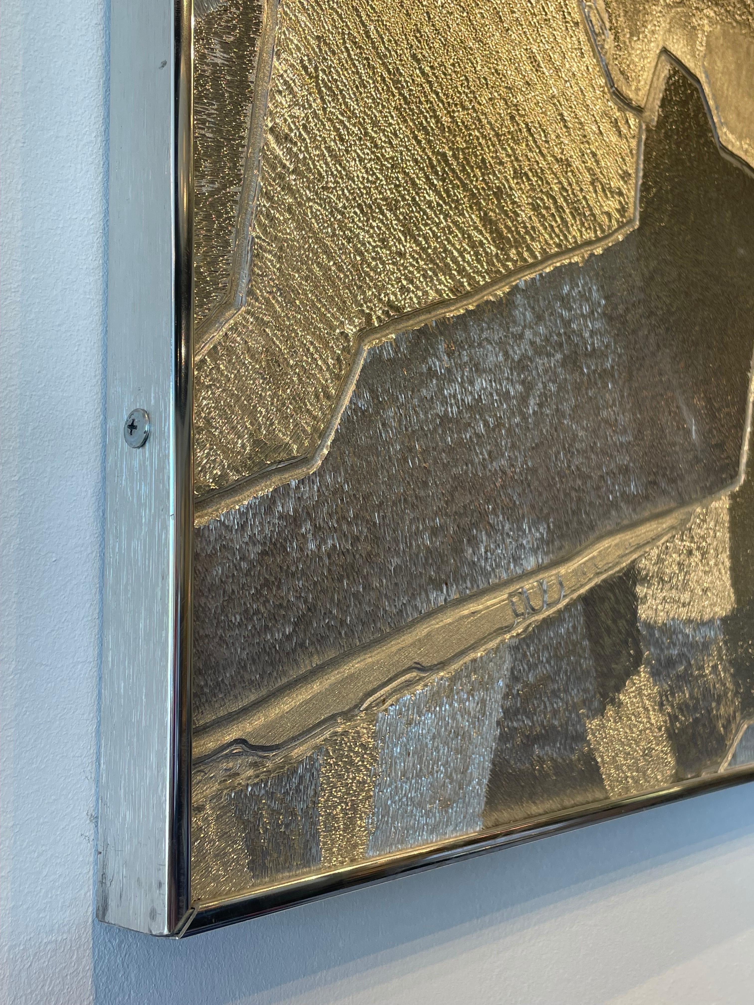 Original Dale Clark Carved and Etched Metal Wall Art In Good Condition In North Miami, FL