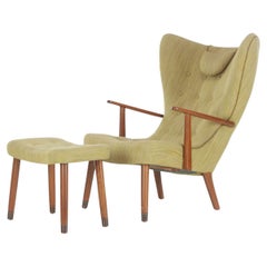 Original Danish 1950s Lounge Chair Model Pragh w/ Ottoman by Madsen and Schubell