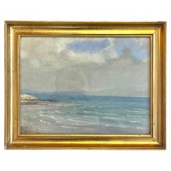 Original Danish antique maritime seascape pastel on paper painting Original Danish antique maritime seascape pastel on paper painting