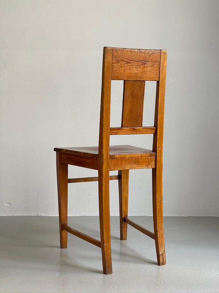 Hand-Crafted Original Danish Art and Craft chair in pine and beech with green carved decor. For Sale