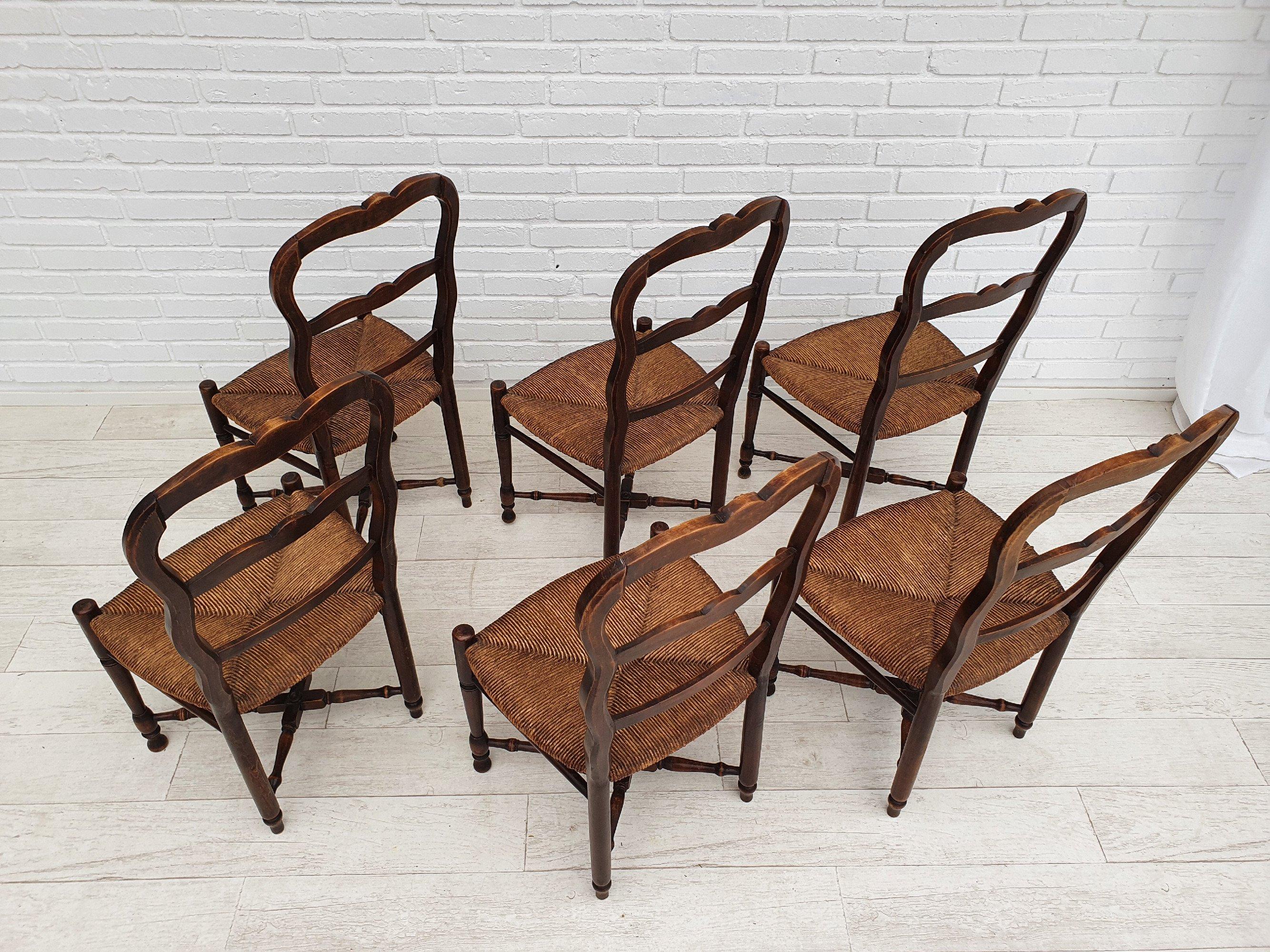 Original Danish country style chairs, 50s, set 6 pcs For Sale 1