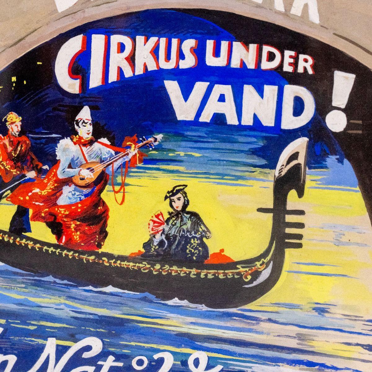 Poster originale danese d'epoca del circo dipinto a mano per il Cirkus Morenro, anni '50 In condizioni buone in vendita a Kastrup, DK