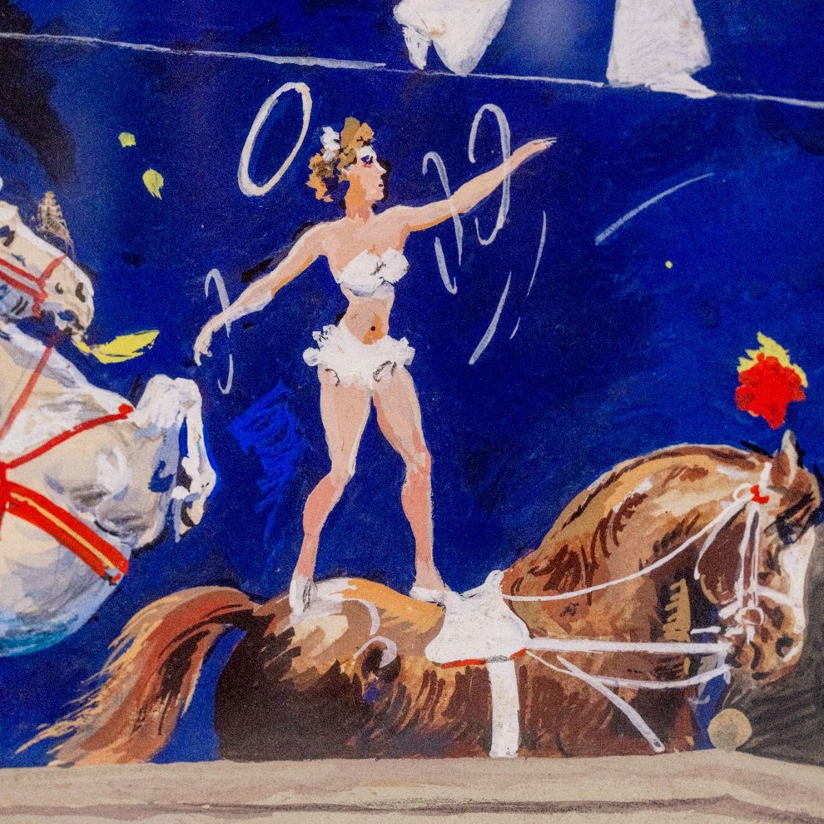 Poster originale danese d'epoca del circo dipinto a mano per il Cirkus Morenro, anni '50 in vendita 1