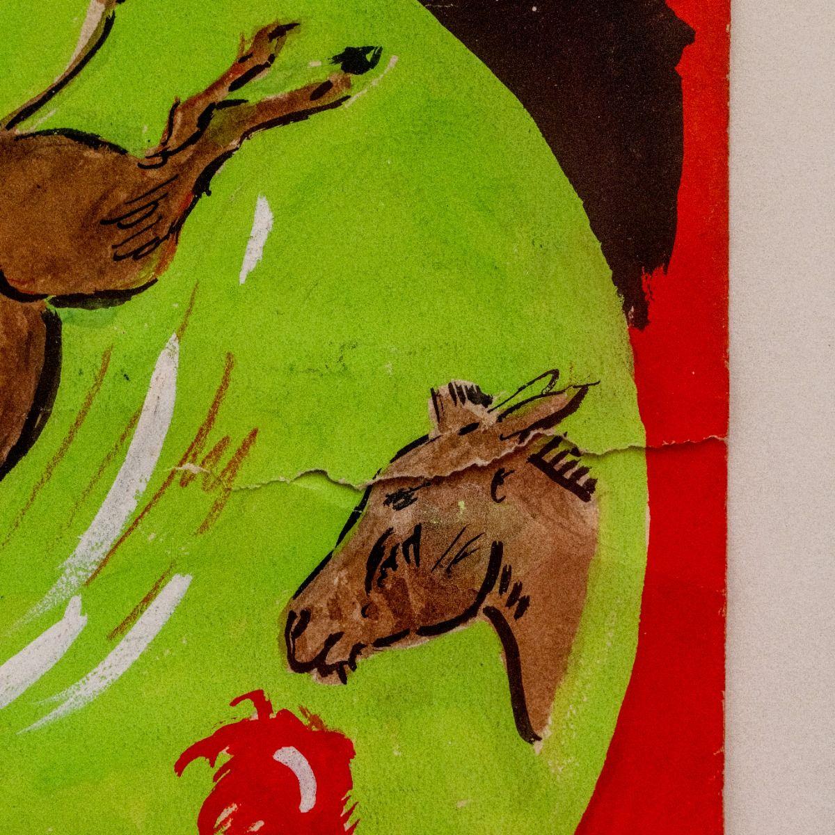 Peint à la main Affiche de cirque danoise originale peinte à la main pour Cirkus Rolando, 1957 en vente