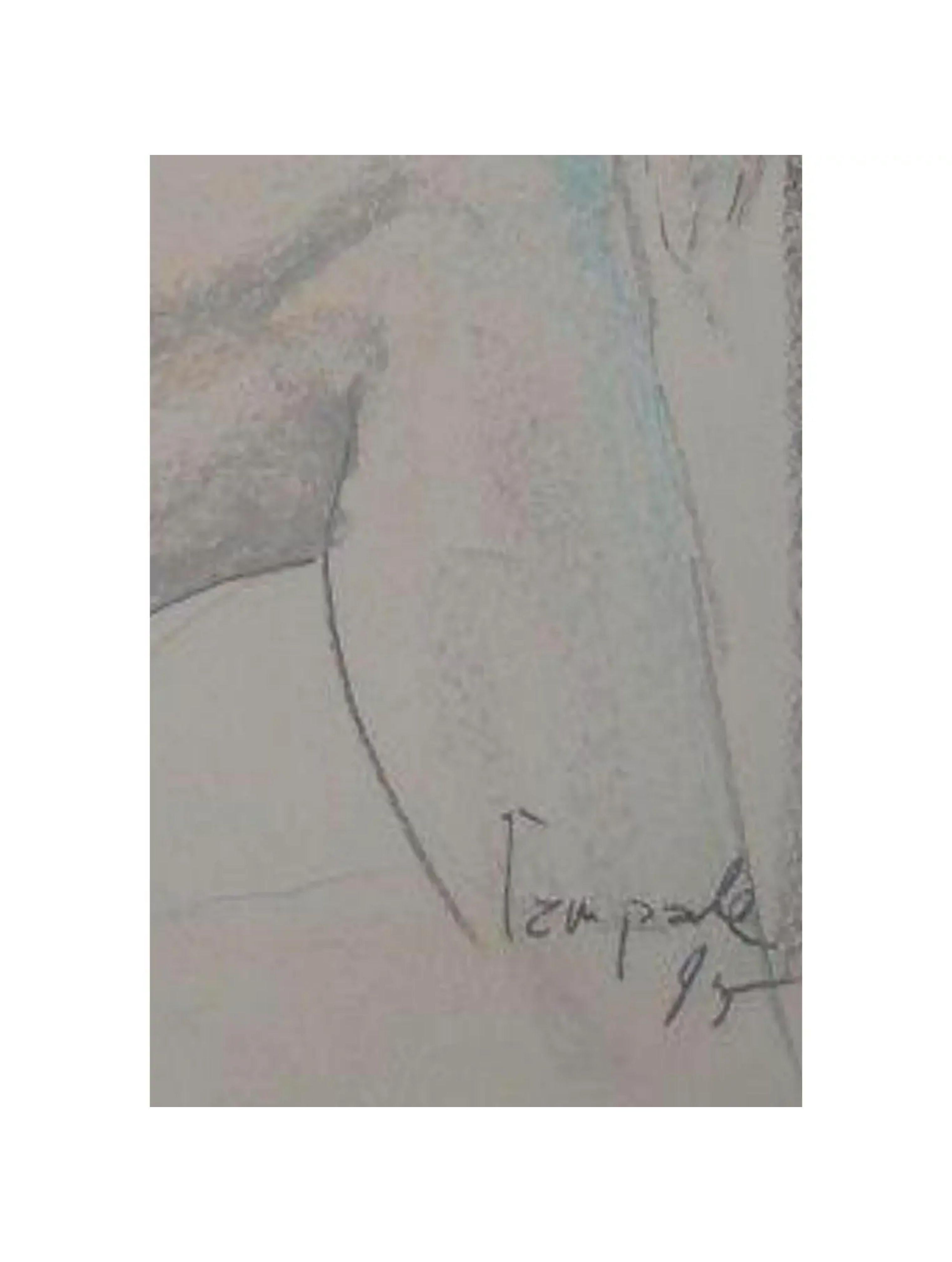 Original Dario Campanile Female Nude Drawing, circa 1995 In Good Condition For Sale In LOS ANGELES, CA