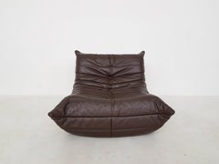 Original Dark Brown Leather "Togo" Chair by Michel Ducaroy for Ligne Roset