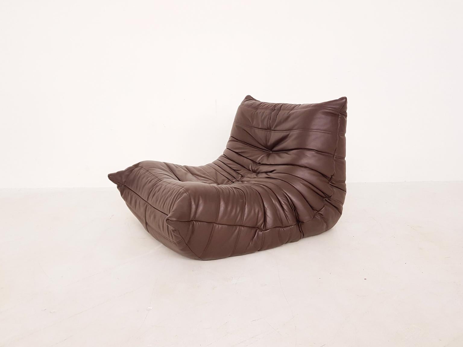 brown leather togo chair
