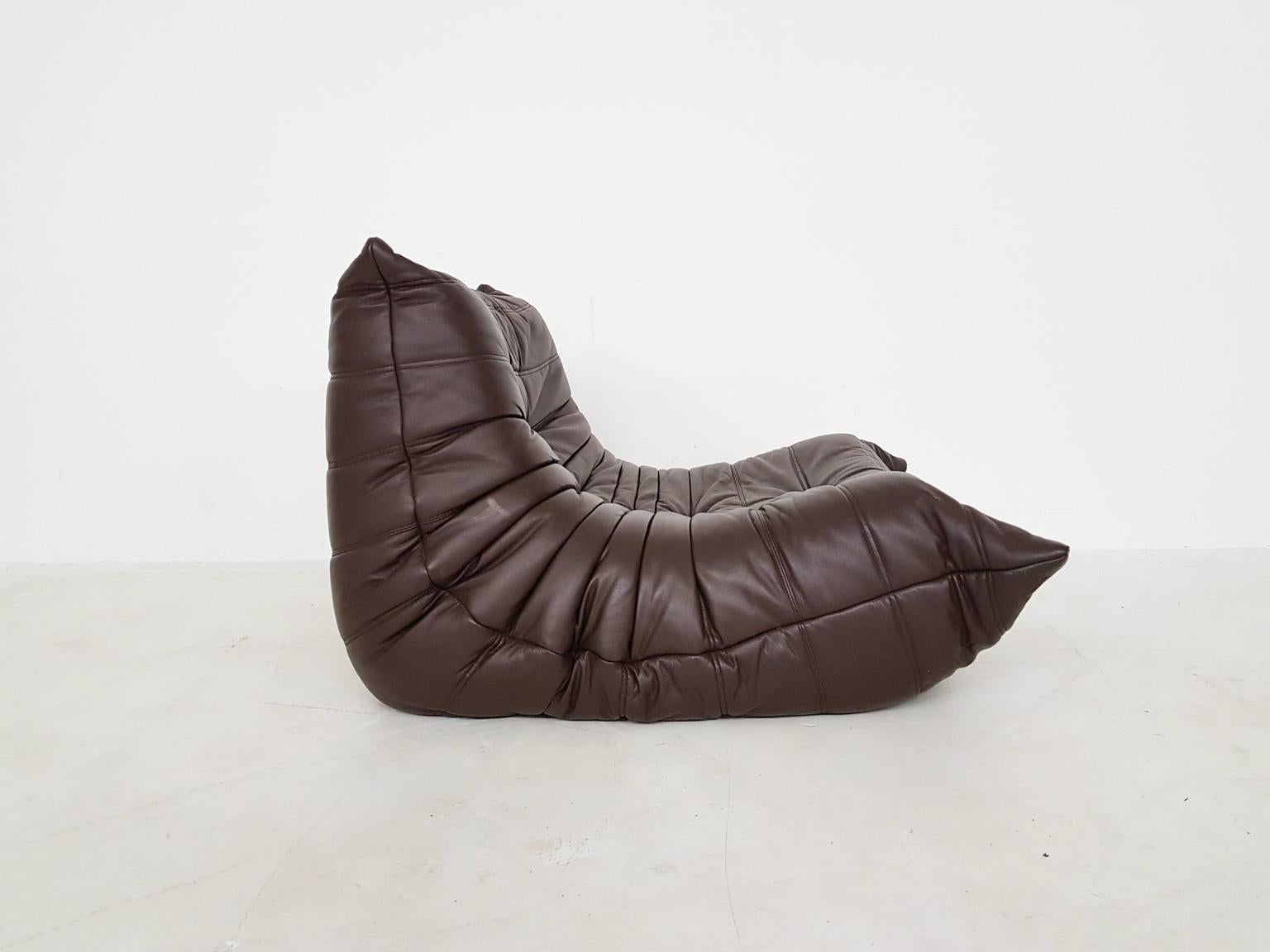 Mid-Century Modern Original Dark Brown Leather 