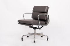 Original Dark Gray Leather Office Chair by Eames for Herman Miller