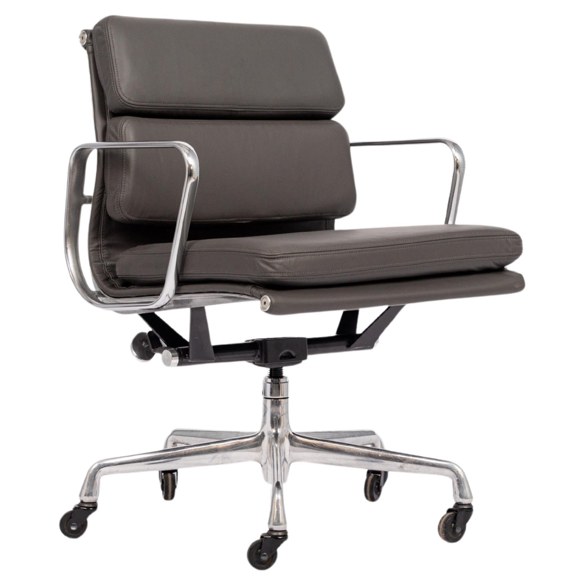 Original Dark Gray Leather Office Chair by Eames for Herman Miller