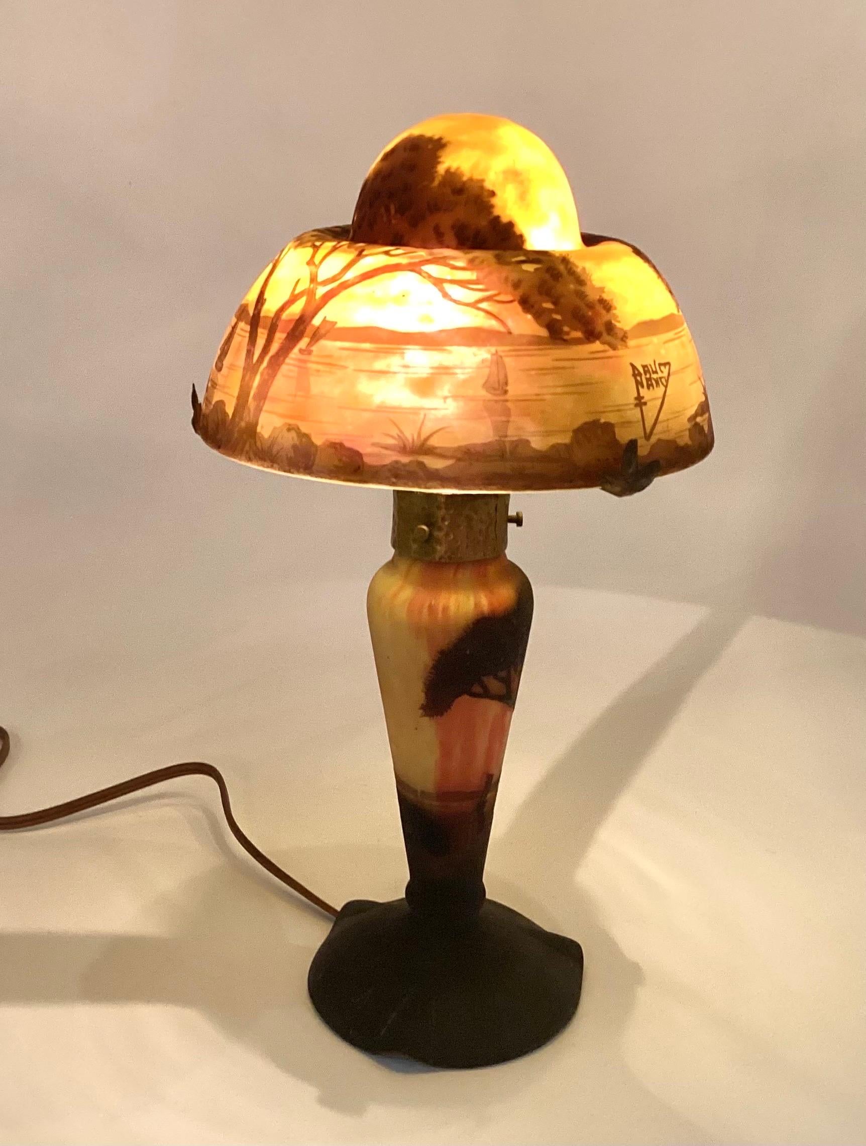 French Original Daum Nancy Art Glass Lamp For Sale
