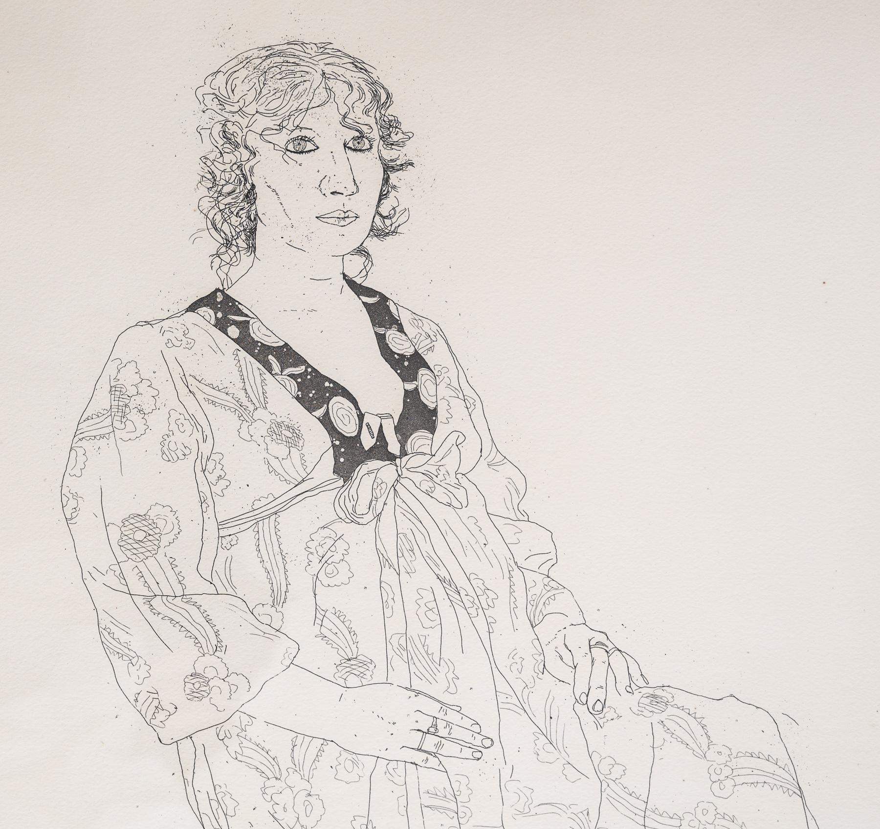 Paper Original David Hockney Etching of Celia Birtwell For Sale