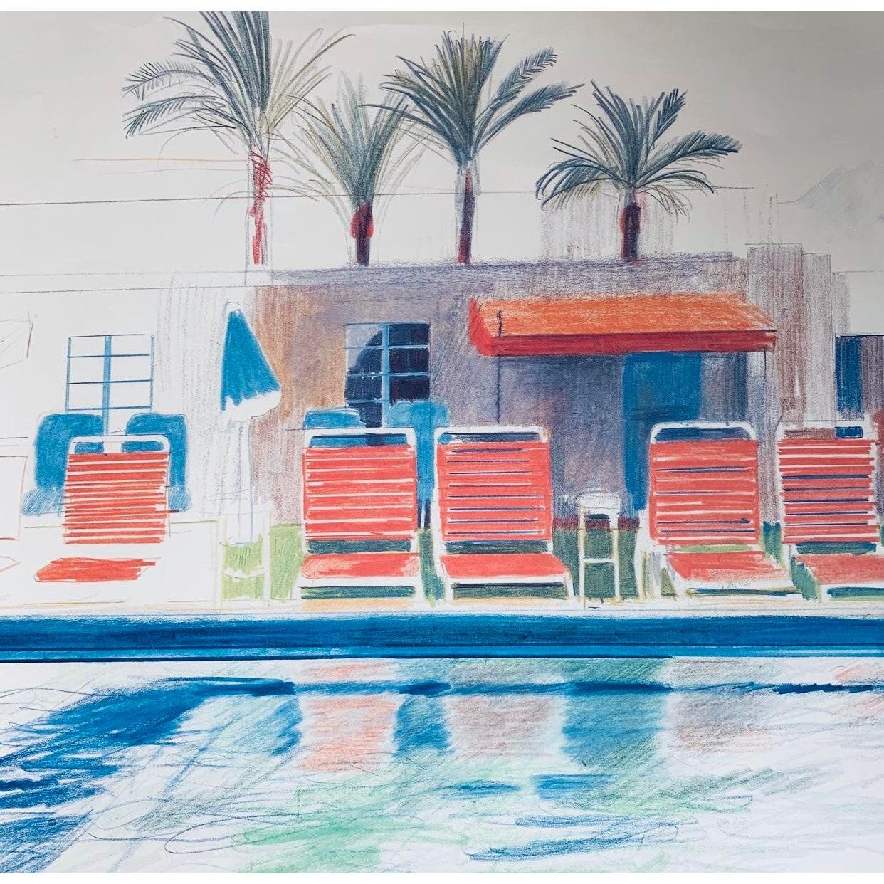 Cartel litográfico original de la exposición de David Hockney, titulado 