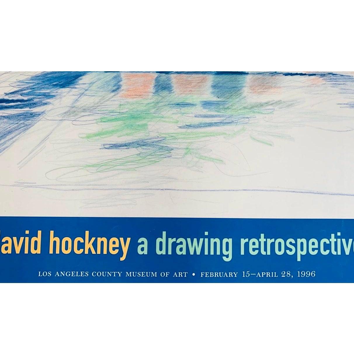 Póster litografía original de la exposición de David Hockney 8 sillas de sol junto a una piscina 1976 en venta 2