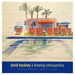 Poster litografico originale della mostra di David Hockney 8 Sun Chairs by a Pool 1976