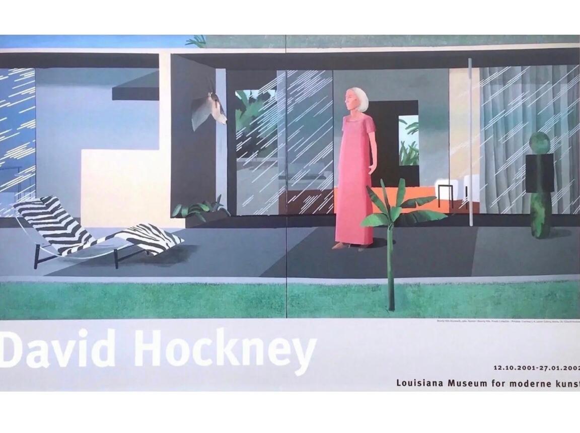 Póster litografía original de la exposición de David Hockney Ama de casa de Beverly Hills 2001 en Bueno estado para la venta en St.Petersburg, FL