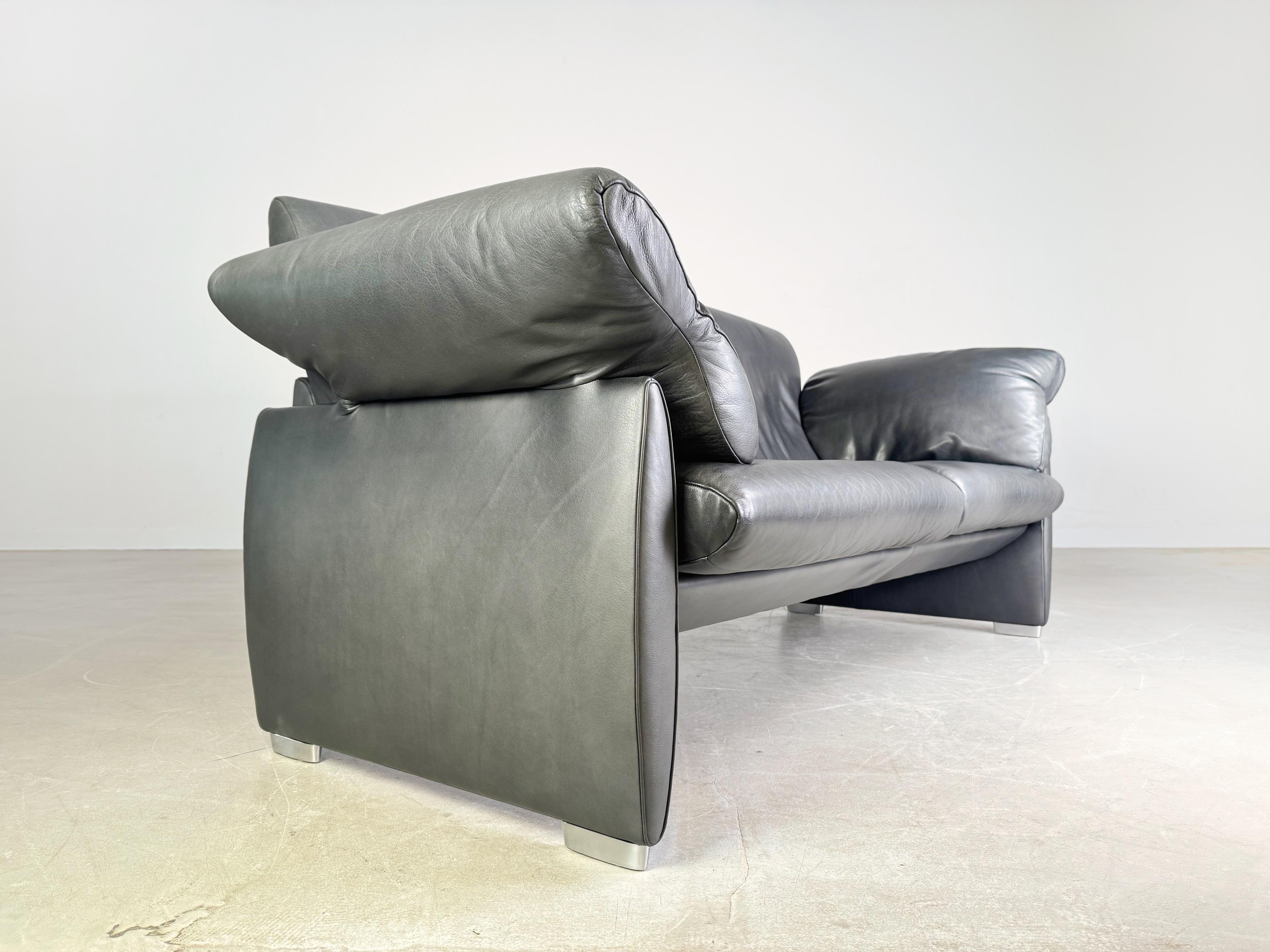 Original De Sede DS 10/23 Sofa Couch Zweisitzer leder schwarz In Good Condition For Sale In Berlin, DE