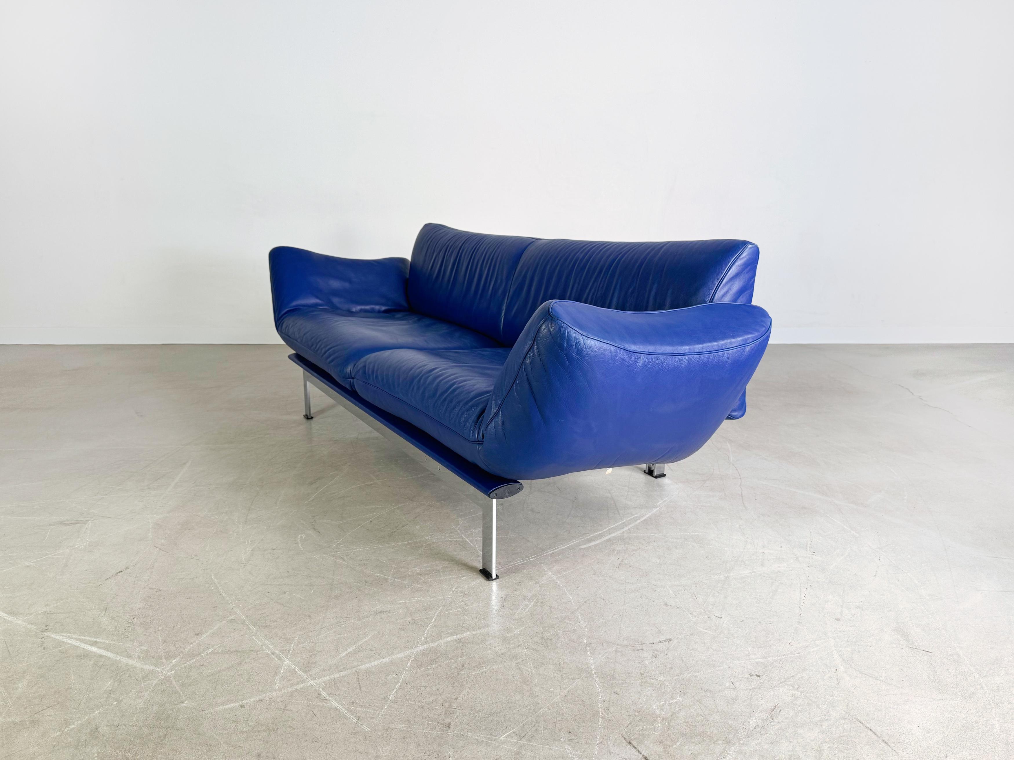 Original De Sede DS 140 Sofa Design Couch Leder blau Zweisitzer en venta 3
