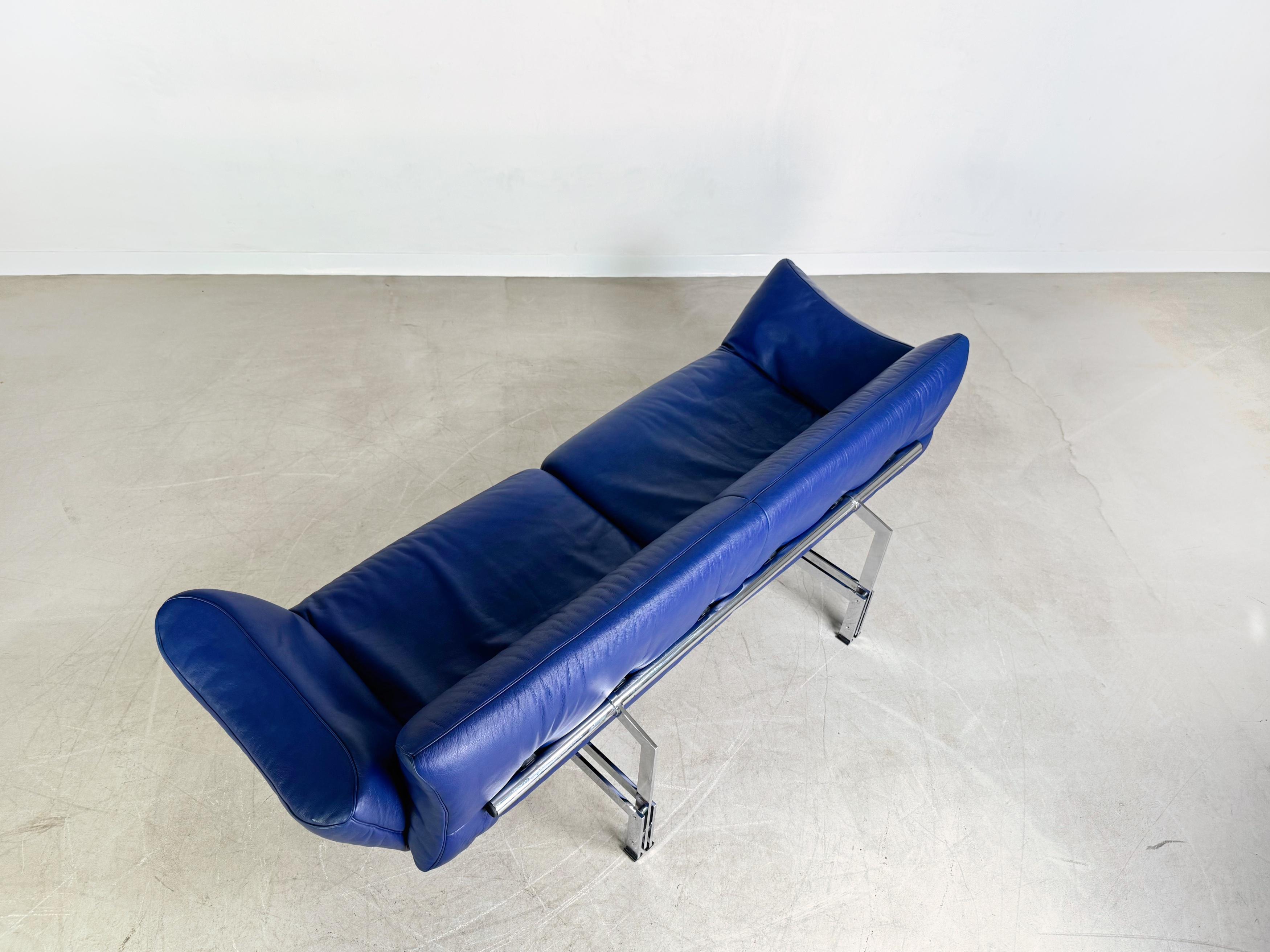 Original De Sede DS 140 Sofa Design Couch Leder blau Zweisitzer en venta 4