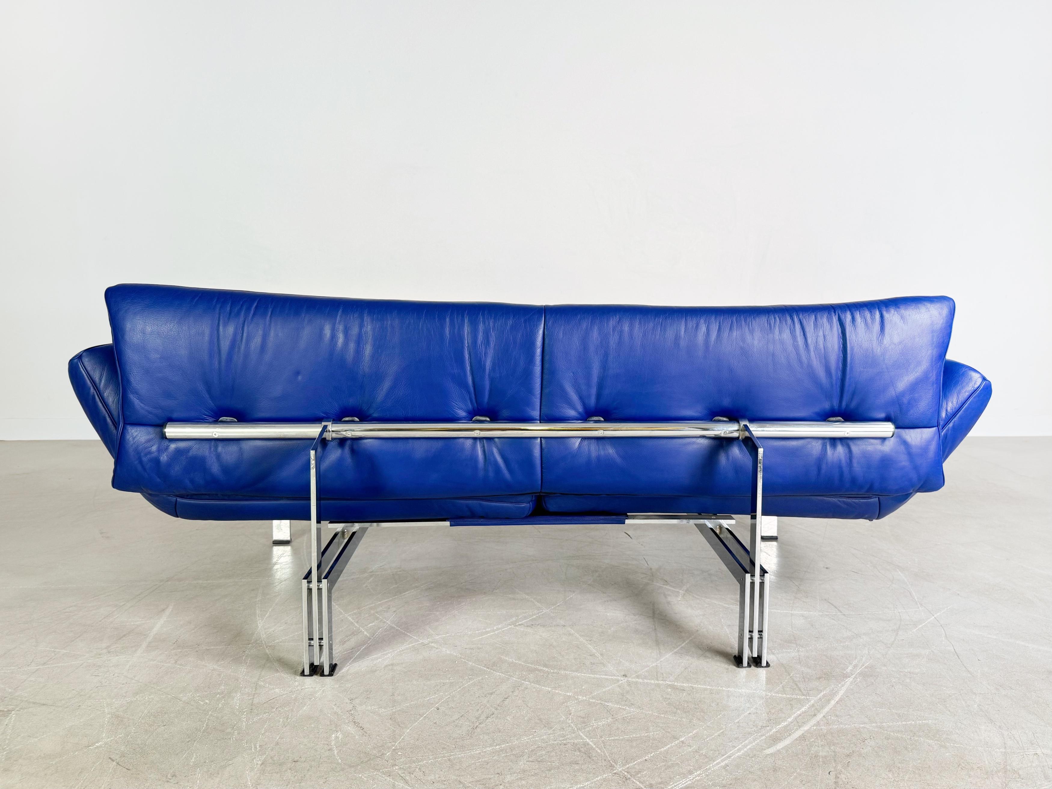 Original De Sede DS 140 Sofa Design Couch Leder blau Zweisitzer en venta 5