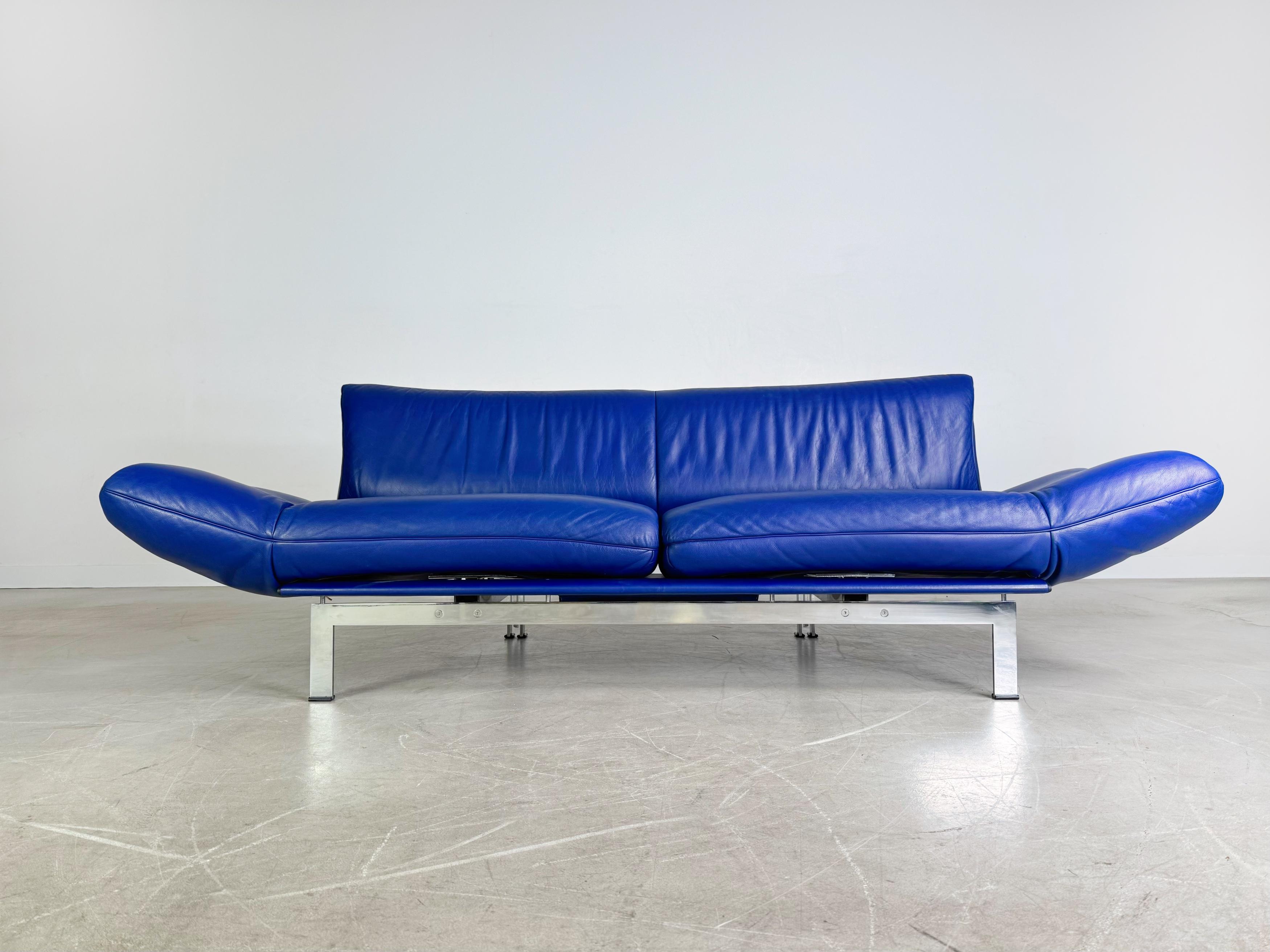 Original De Sede DS 140 Sofa Design Couch Leder blau Zweisitzer Posmoderno en venta