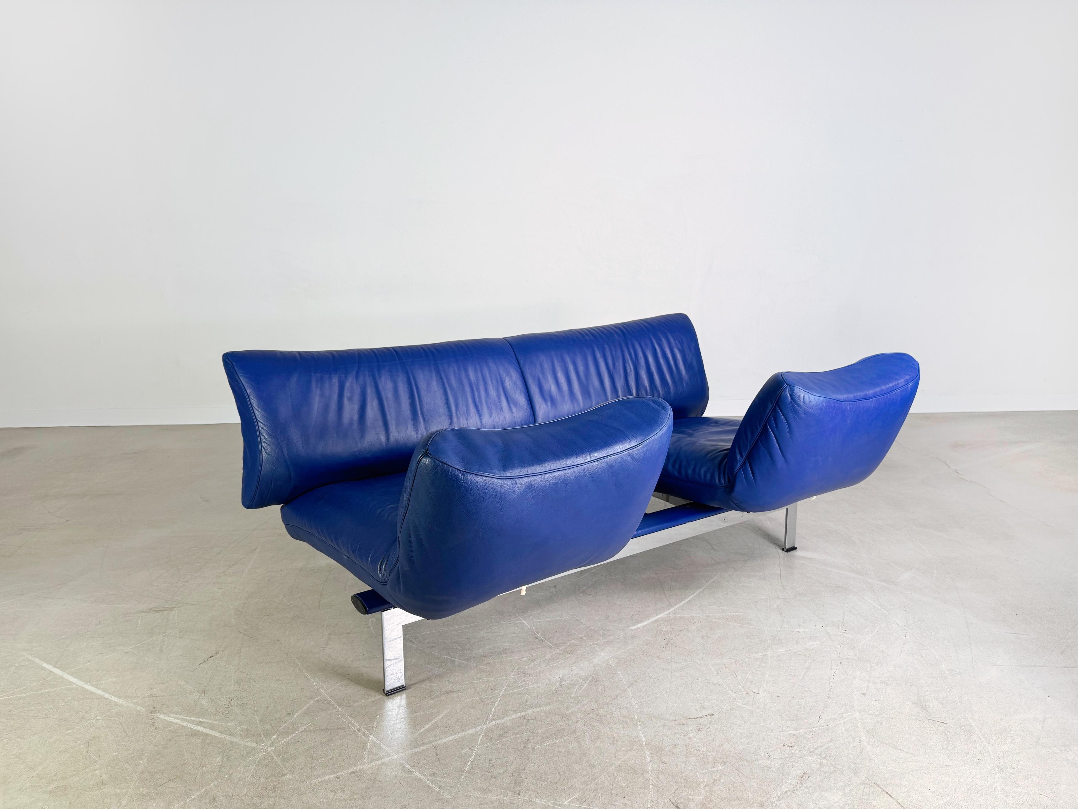 Original De Sede DS 140 Sofa Design Couch Leder blau Zweisitzer Acero en venta