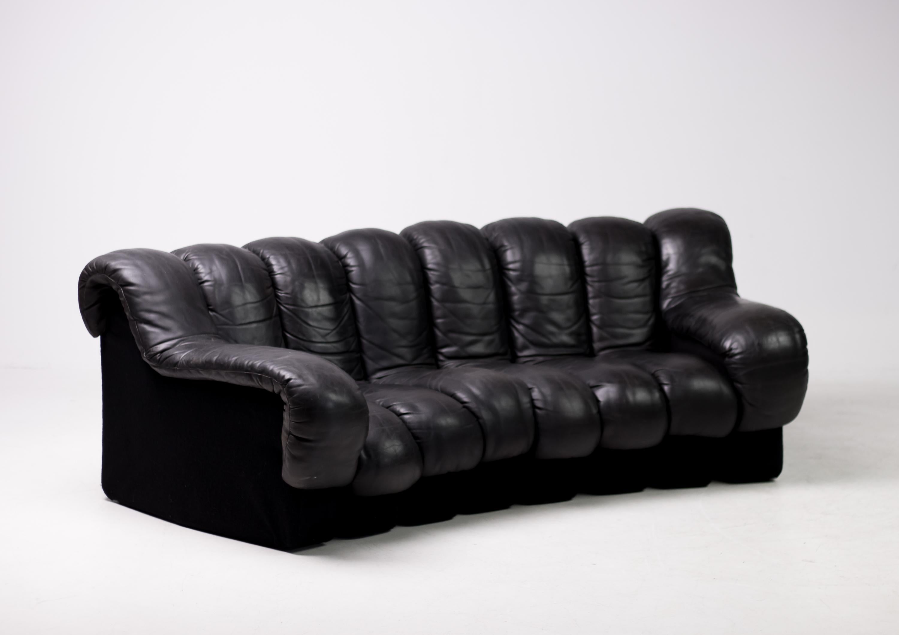 Original De Sede DS600 Black on Black Non Stop Sectional Sofa 3