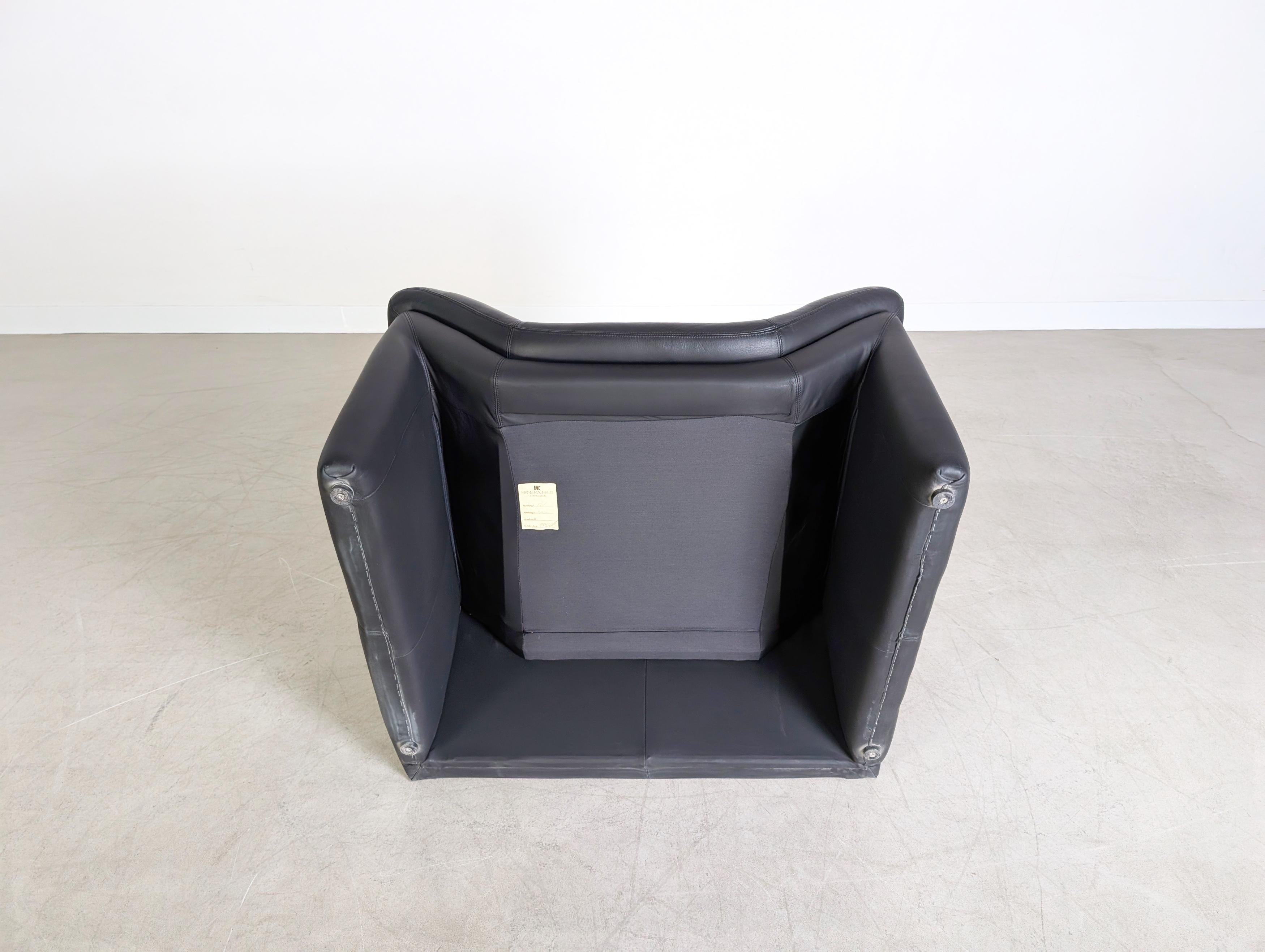 Original de Sede Sessel Hans Kaufeld Leder schwarz Design Sessel en venta 3