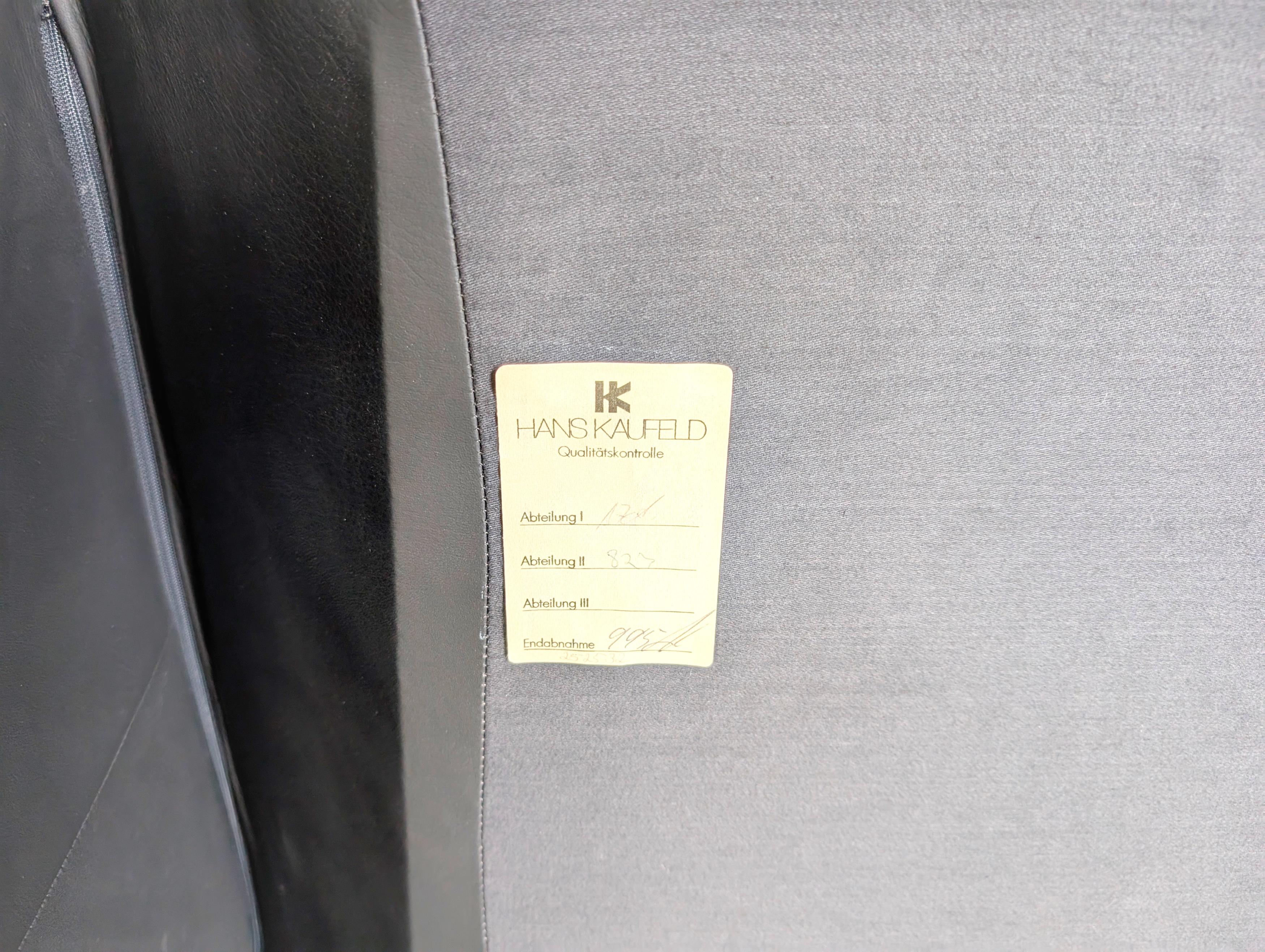 Original de Sede Sessel Hans Kaufeld Leder schwarz Design Sessel en venta 4