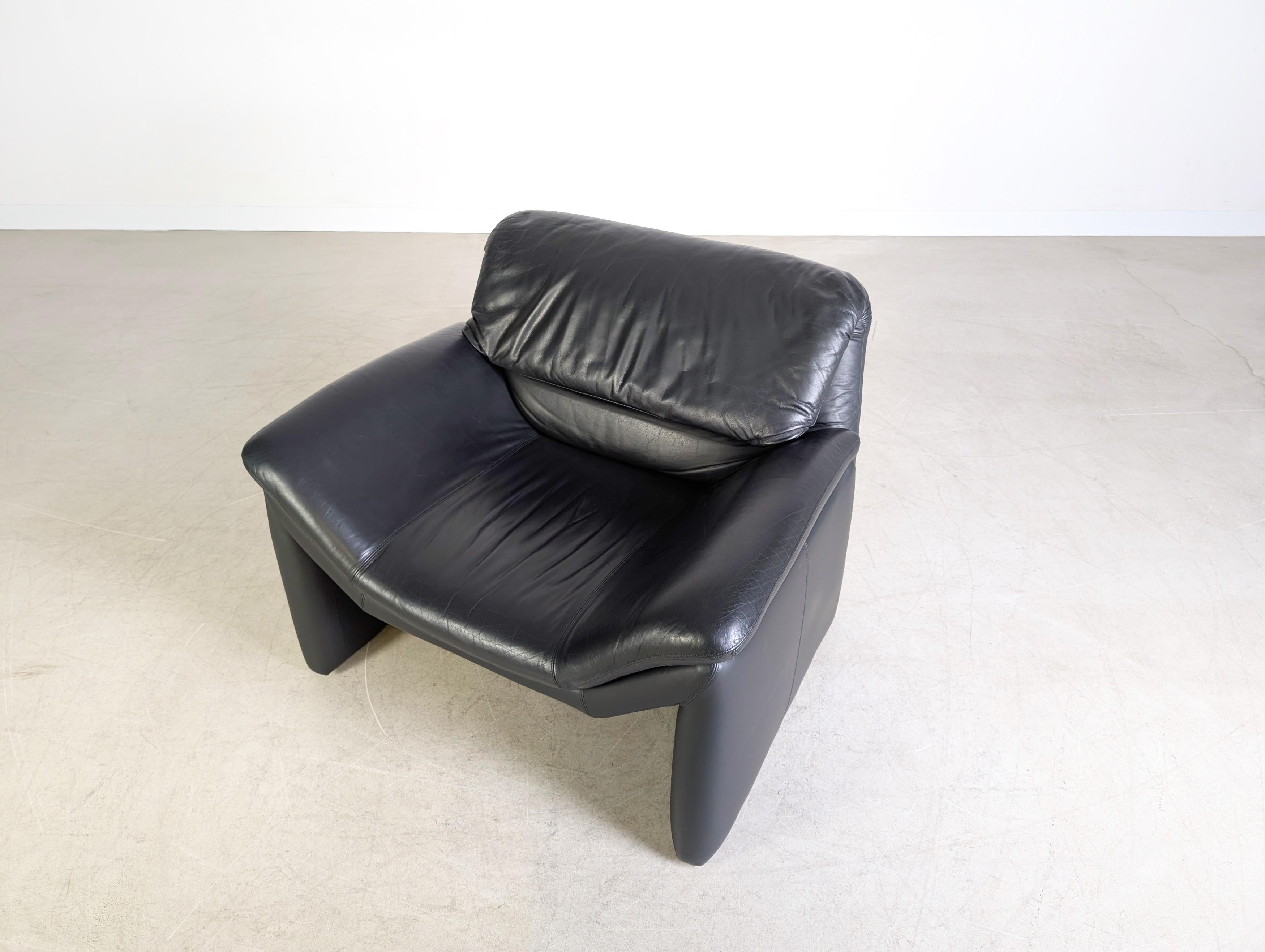 Original de Sede Sessel Hans Kaufeld Leder schwarz Design Sessel Cuero en venta