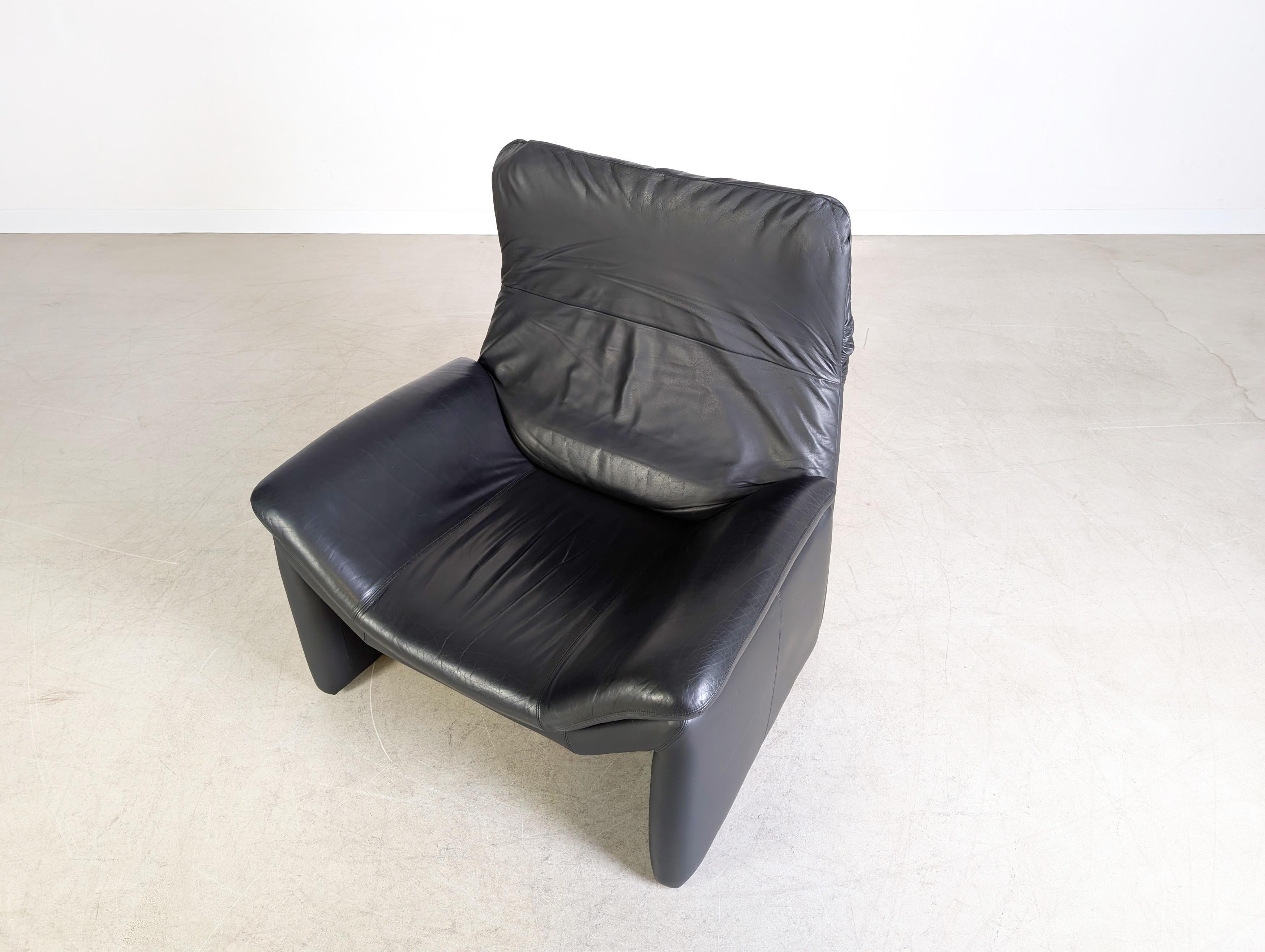 Original de Sede Sessel Hans Kaufeld Leder schwarz Design Sessel en venta 1