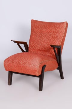 Fauteuil Art déco d'origine, Oak, vernis ravivé, revêtement nettoyé, République tchèque, années 1930