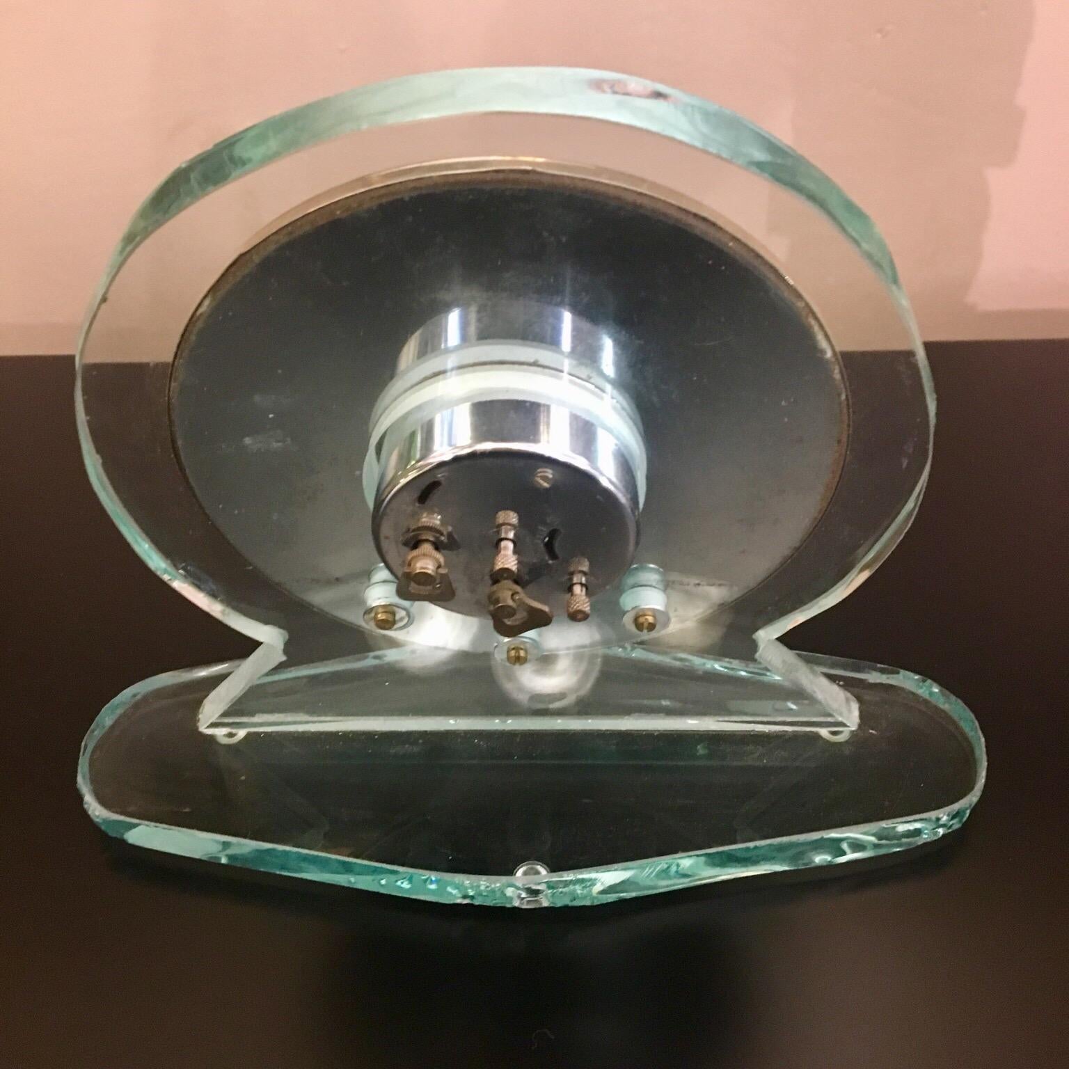 Original Decò Crystal Table Clock Turtle Effect Dial,  1930s 4