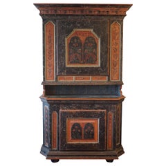 Original Decorated Early 19th Century Cabinet from Dalarna, Sweden, Dated 1822