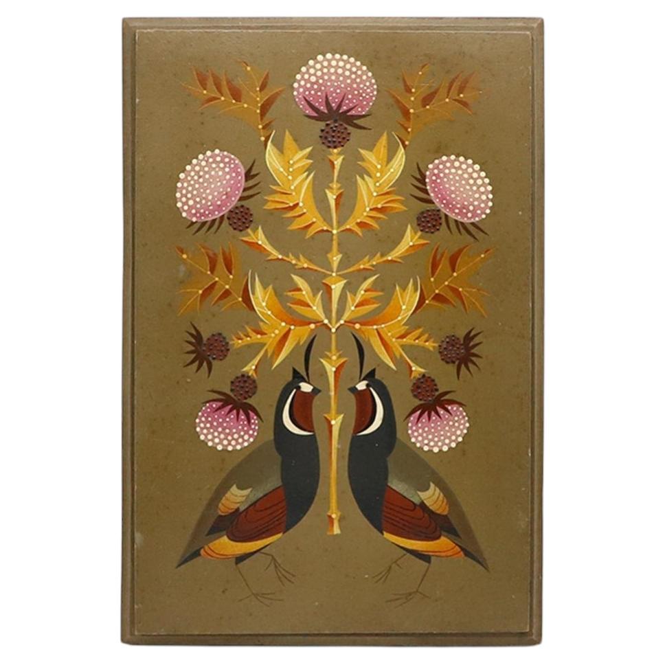 Original Decorative Painting by Alejandro Rangel Hidalgo – Birds and Thistles For Sale