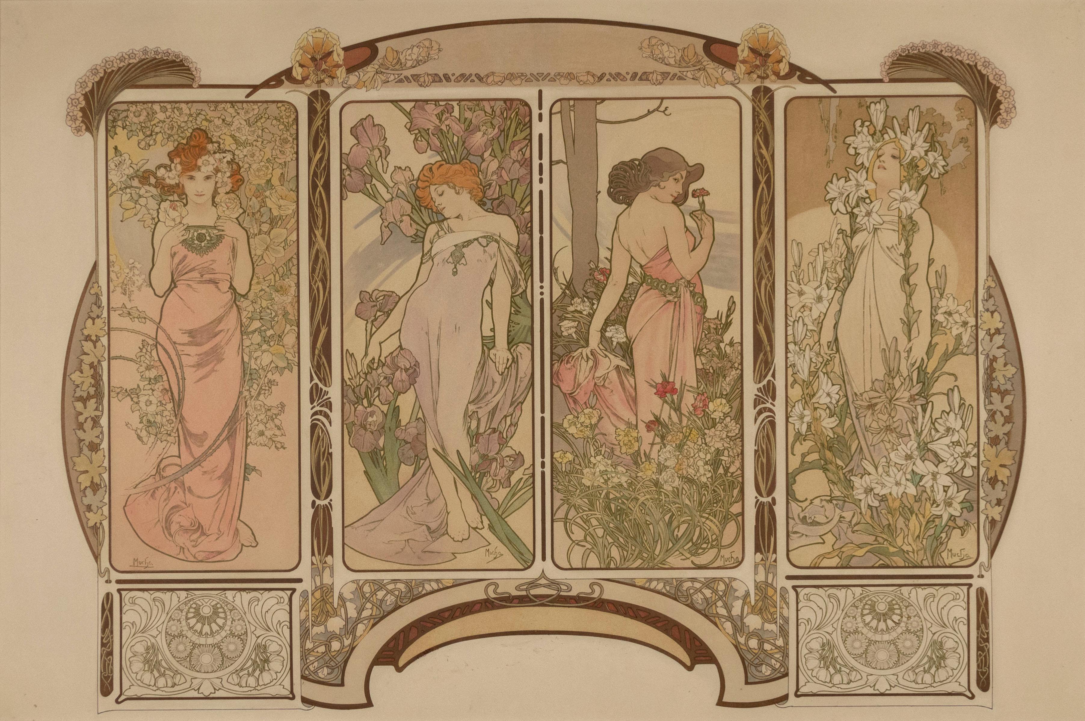Art Nouveau Original Decorative Panels Poster by Mucha For Sale