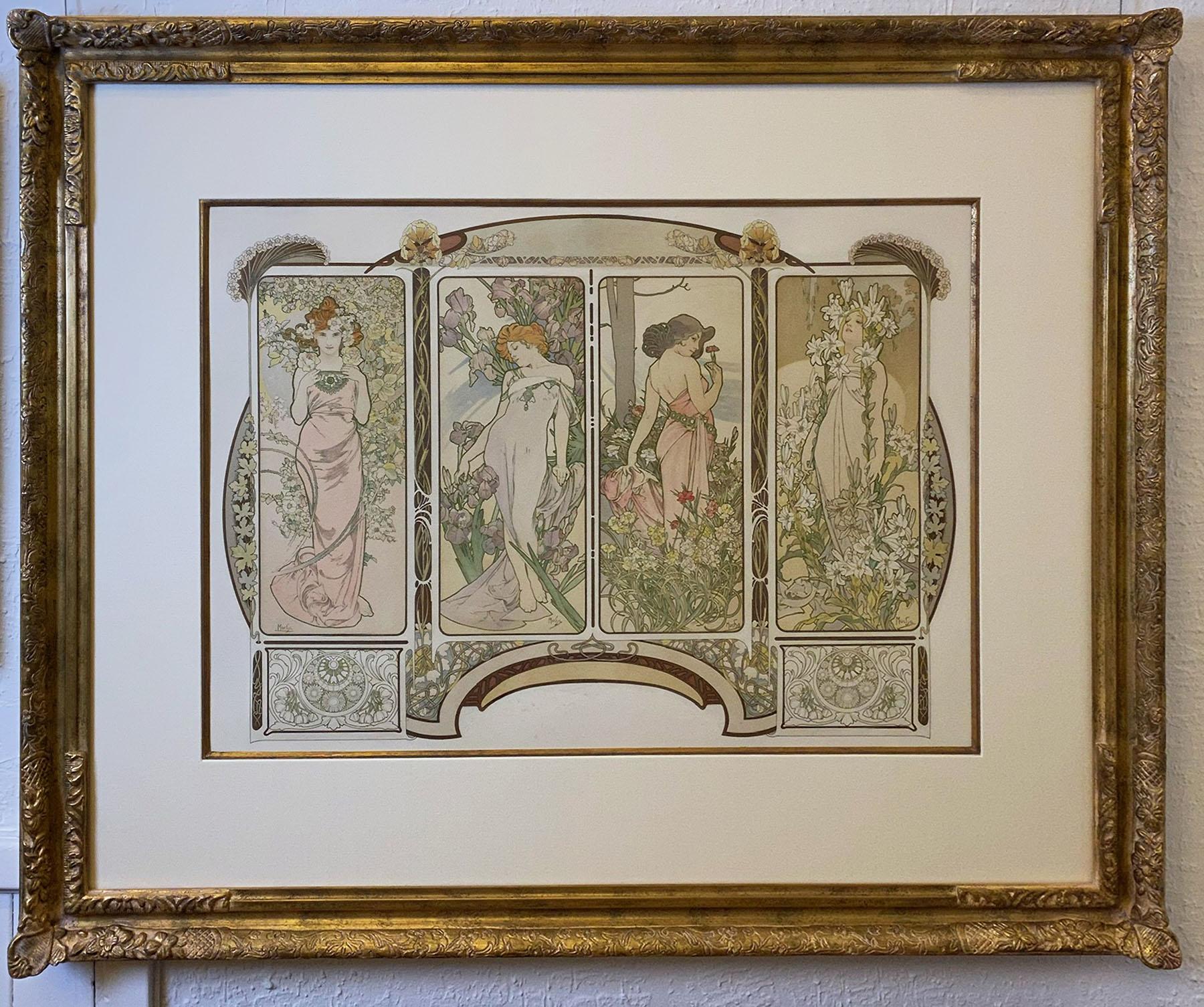 Original Decorative Panels Poster by Mucha In Good Condition For Sale In Los Gatos, CA